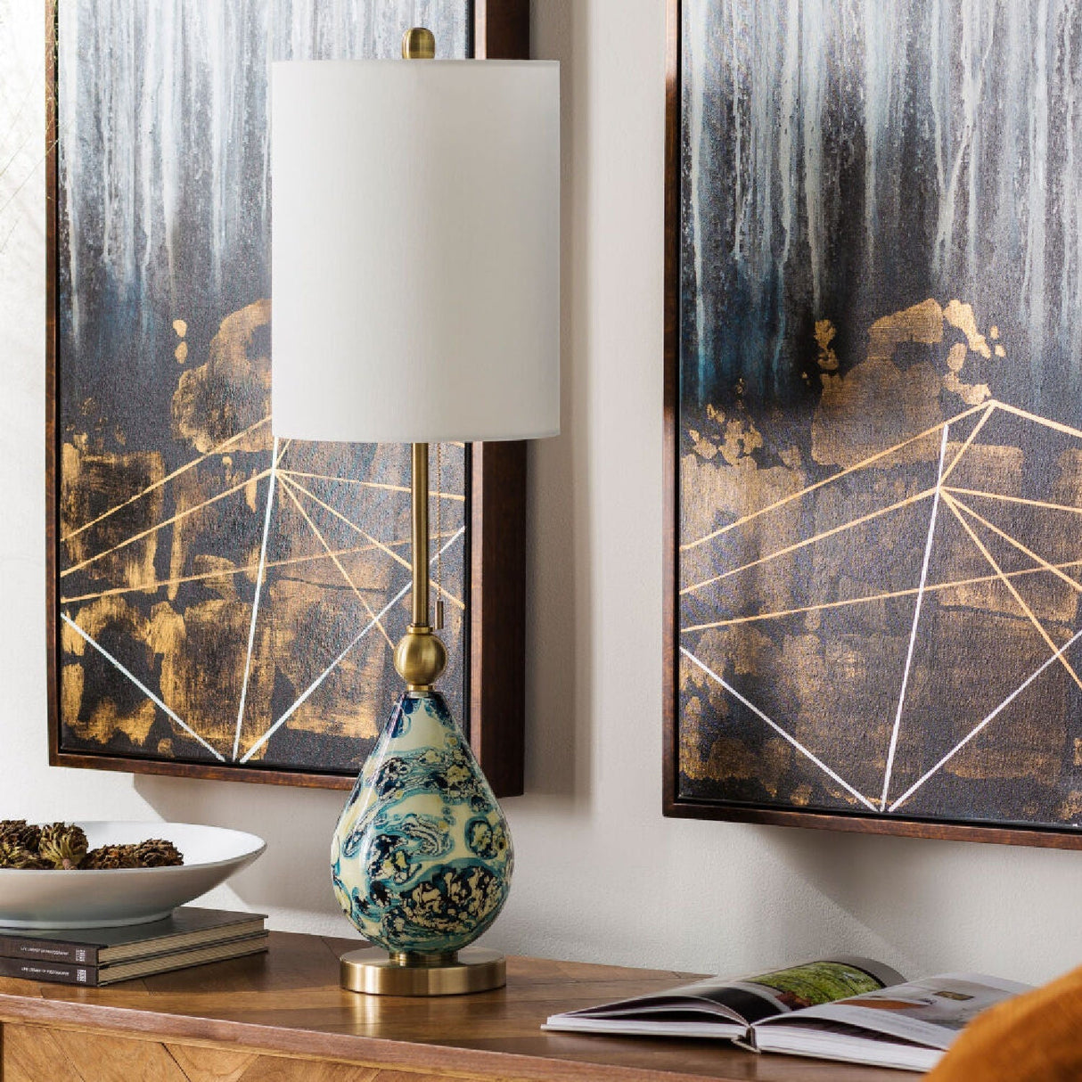 Modern European furniture - Painted Glass Accent Table Lamp - www.oroa.com