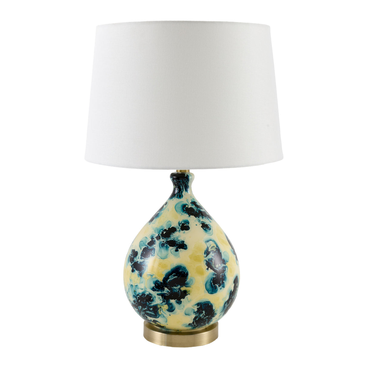 Modern European furniture - Blue Floral Glass Table Lamp - www.oroa.com
