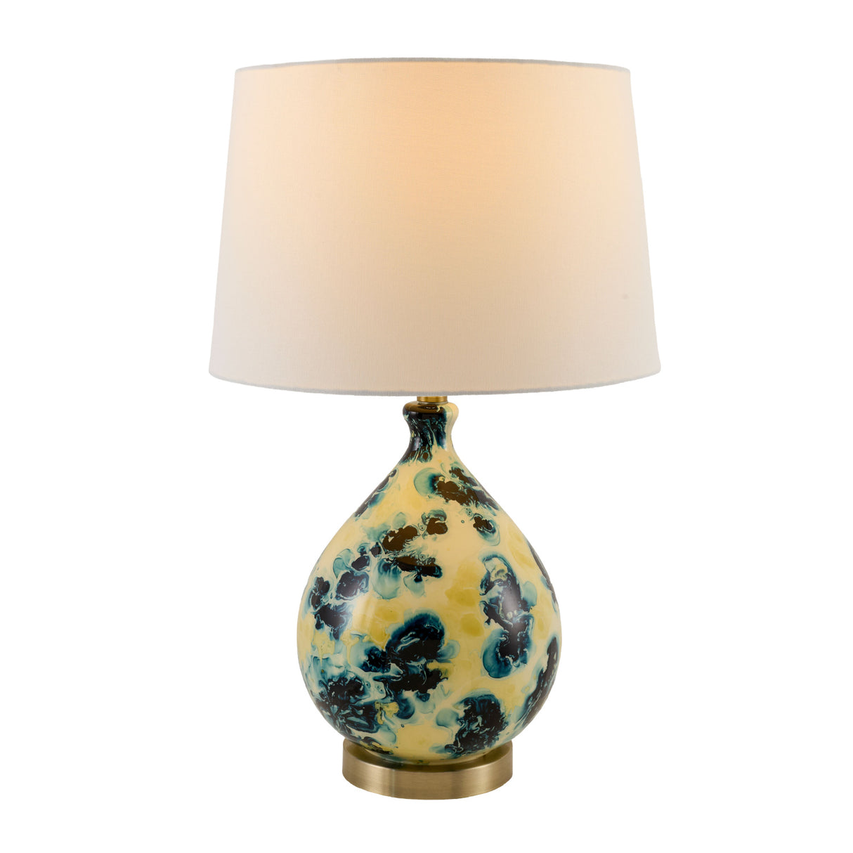 Modern European furniture - Blue Floral Glass Table Lamp - www.oroa.com
