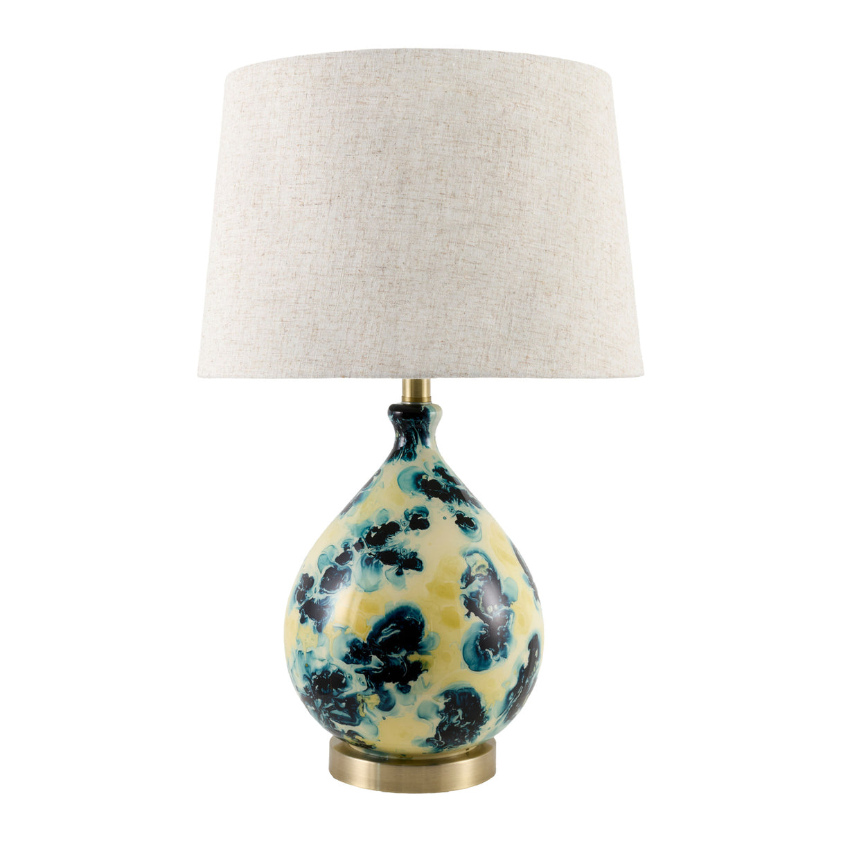 Modern European furniture - Blue Floral Glass Table Lamp - www.oroa.com