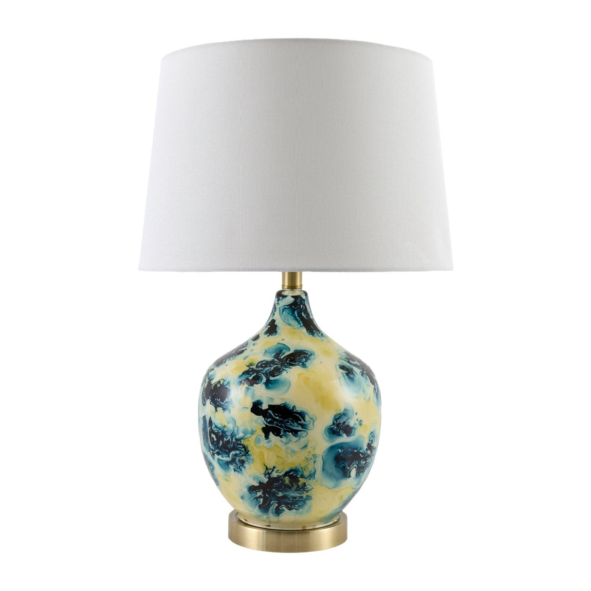 Modern European furniture - Pinted Blue Glass Table Lamp - www.oroa.com