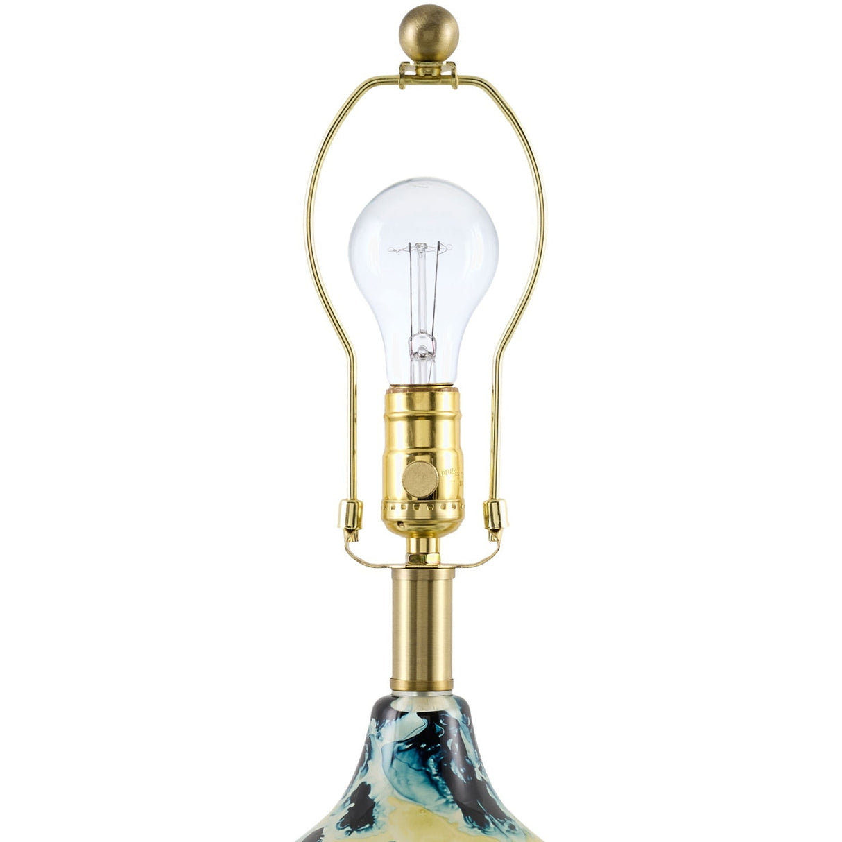 Modern European furniture - Pinted Blue Glass Table Lamp - www.oroa.com