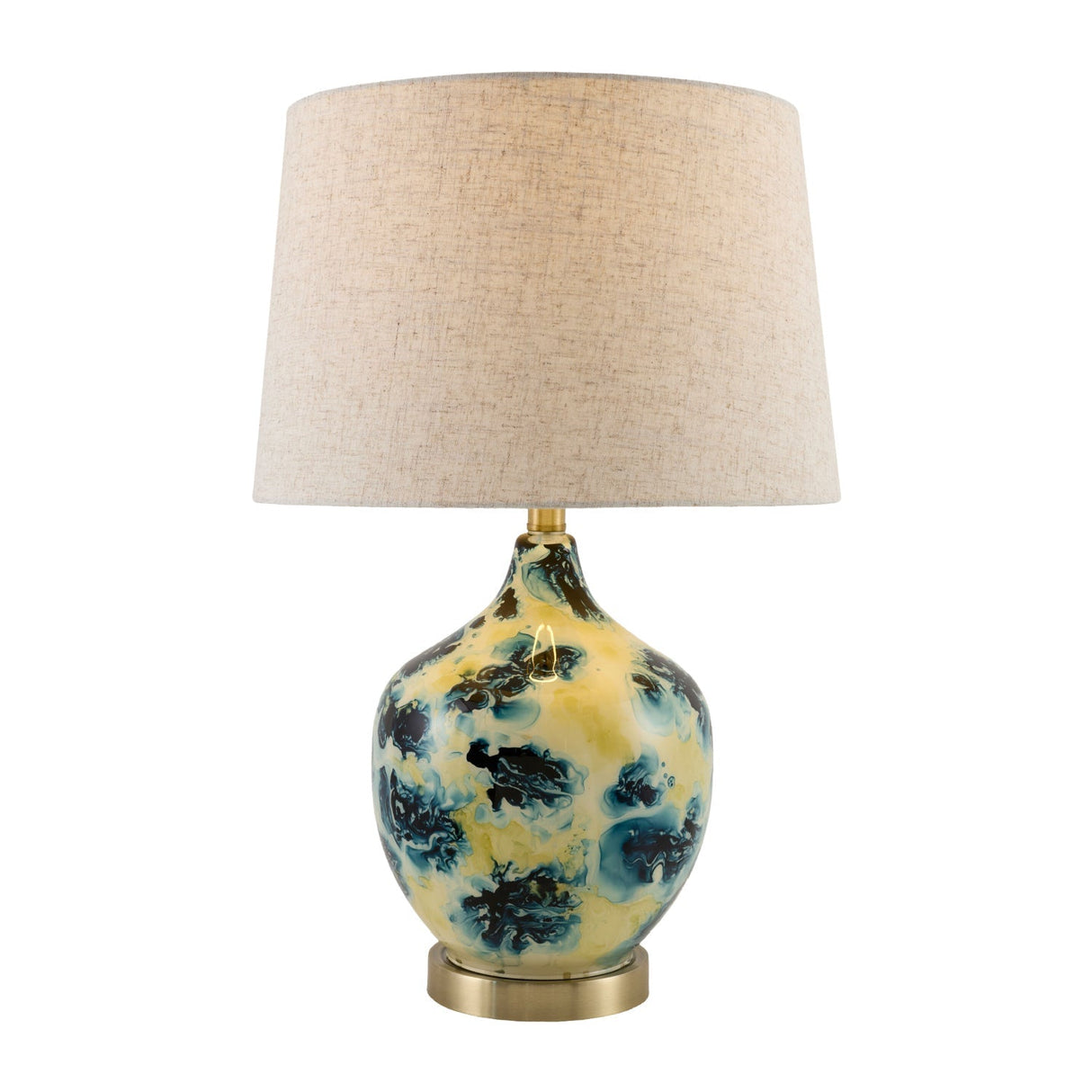 Modern European furniture - Pinted Blue Glass Table Lamp - www.oroa.com