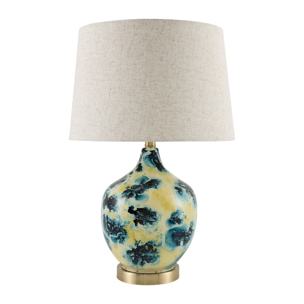 Modern European furniture - Pinted Blue Glass Table Lamp - www.oroa.com