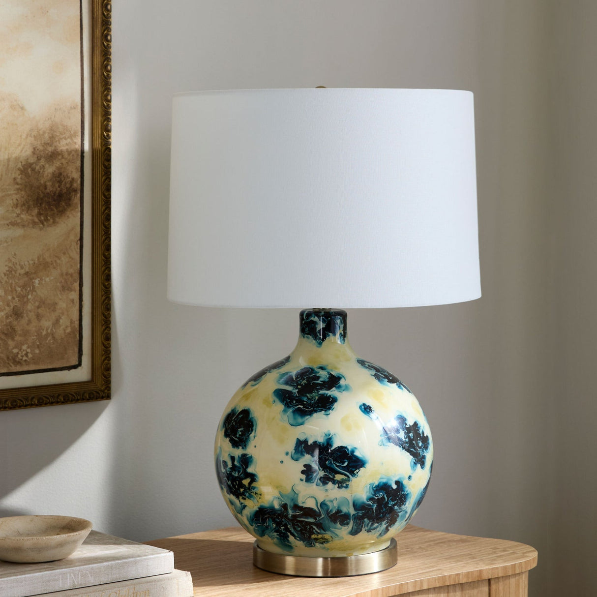 Modern European furniture - Round Painted Glass Tabe Lamp - www.oroa.com