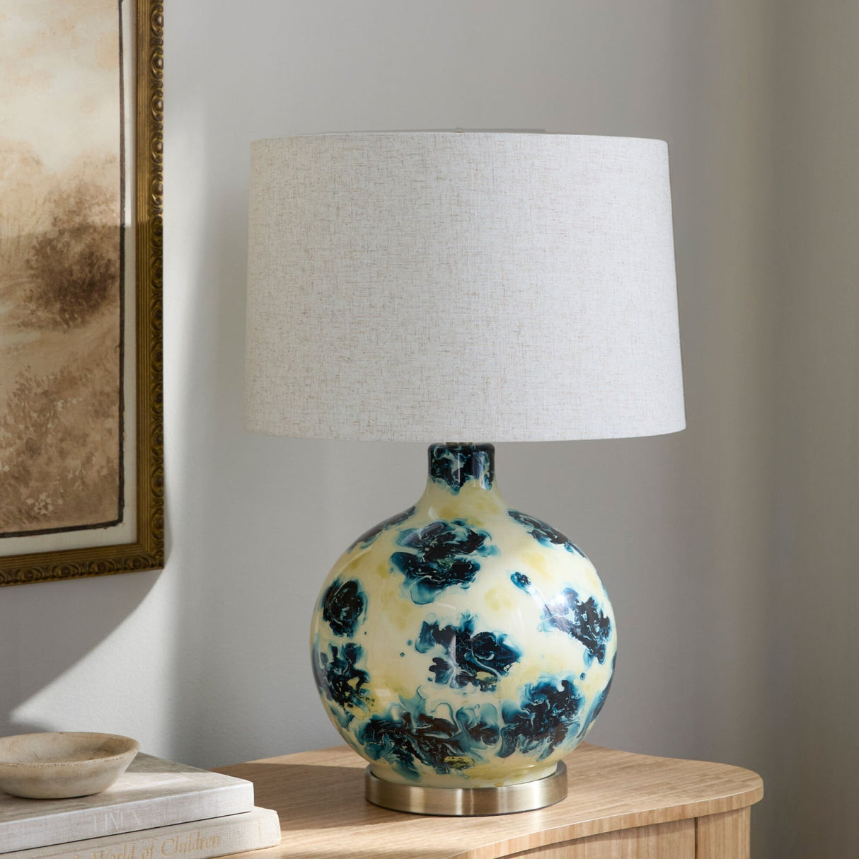 Modern European furniture - Round Painted Glass Tabe Lamp - www.oroa.com