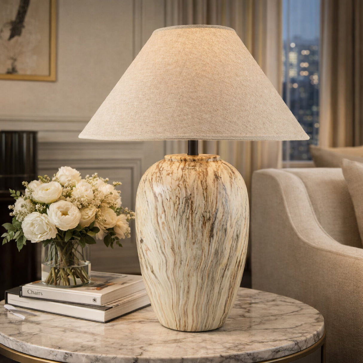 Modern European furniture - Brown Swirl Ceramic Table Lamp - www.oroa.com