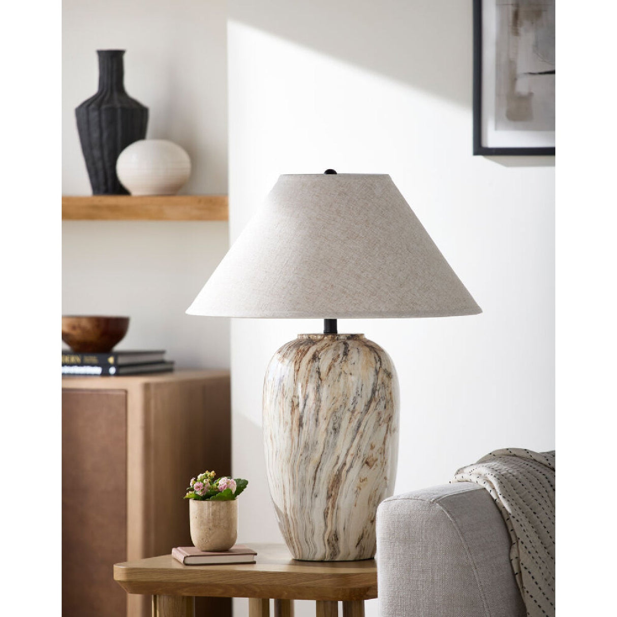 Modern European furniture - Brown Swirl Ceramic Table Lamp - www.oroa.com