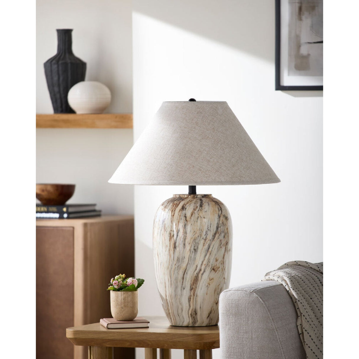 Modern European furniture - Brown Swirl Ceramic Table Lamp - www.oroa.com
