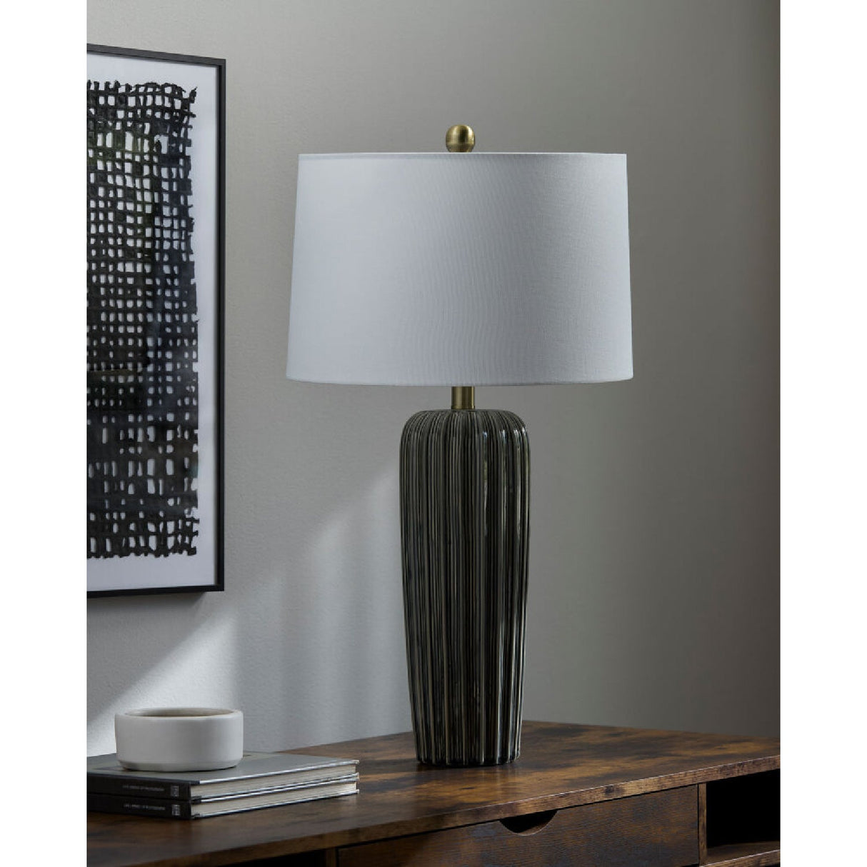 Modern European furniture - Gray Ceramic Table Lamp - www.oroa.com
