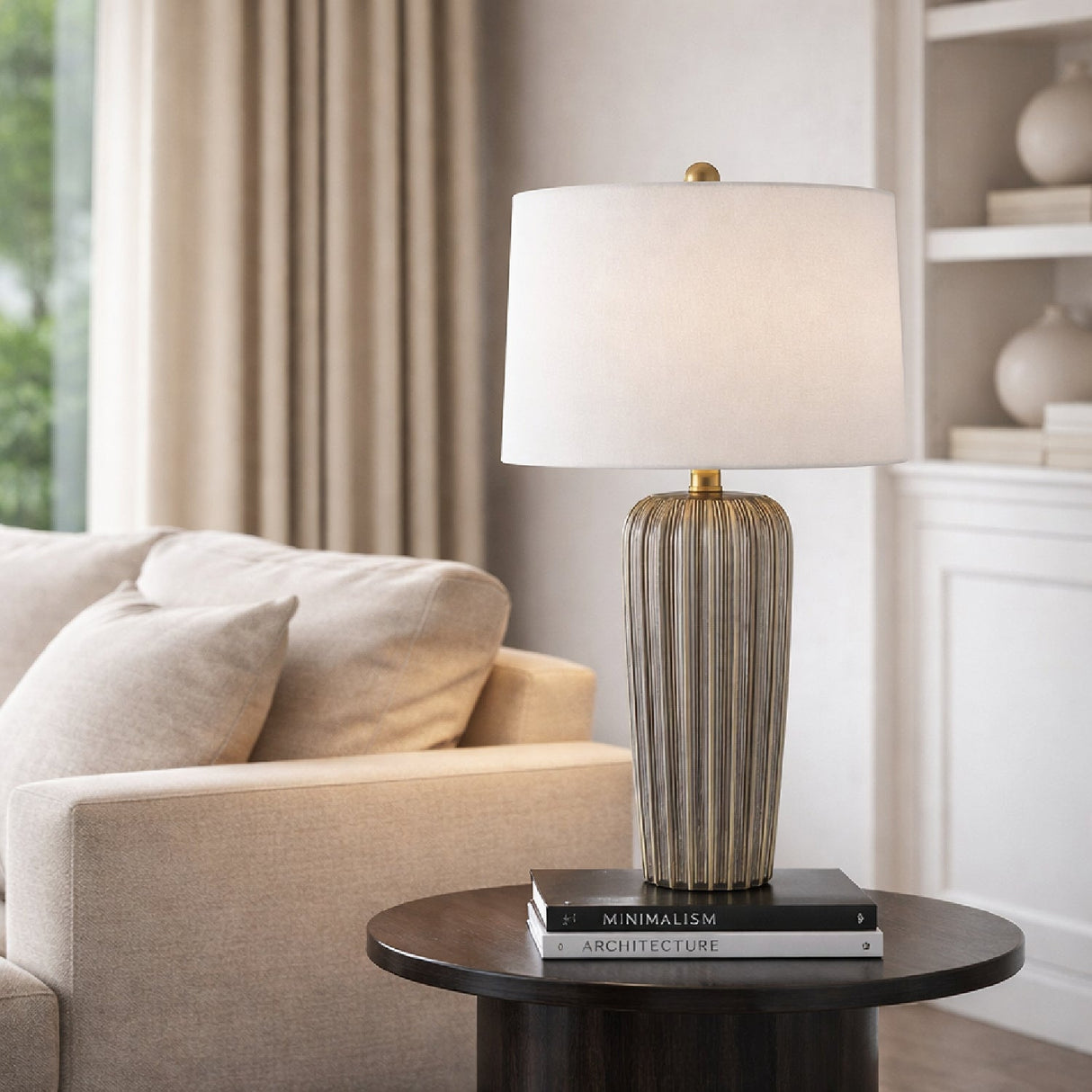 Modern European furniture - Gray Ceramic Table Lamp - www.oroa.com