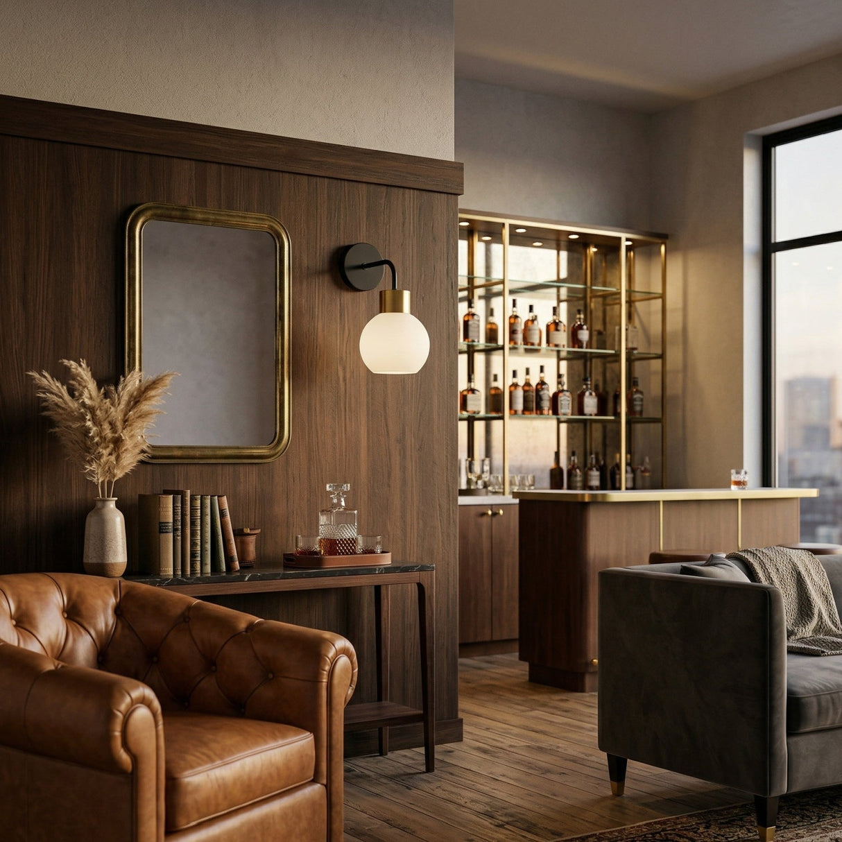 Modern European furniture - Industrial Style Glass Wall Lamp - www.oroa.com