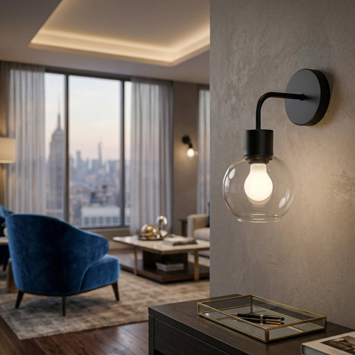 Modern European furniture - Industrial Style Glass Wall Lamp - www.oroa.com