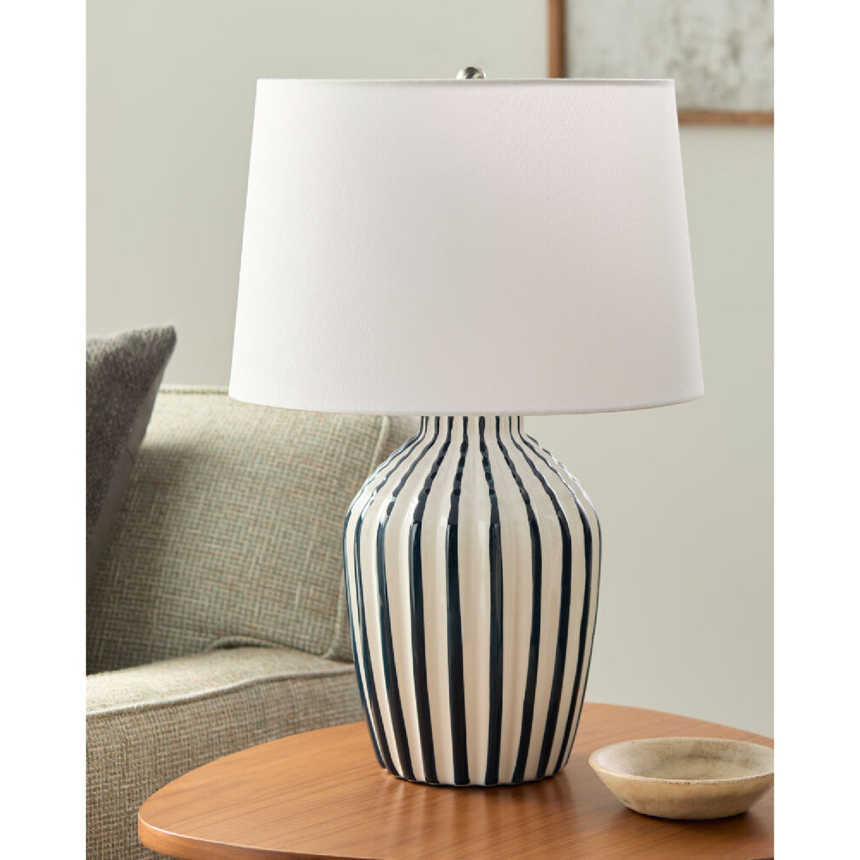 Modern European furniture - Lined Ceramic Accent Table Lamp - www.oroa.com