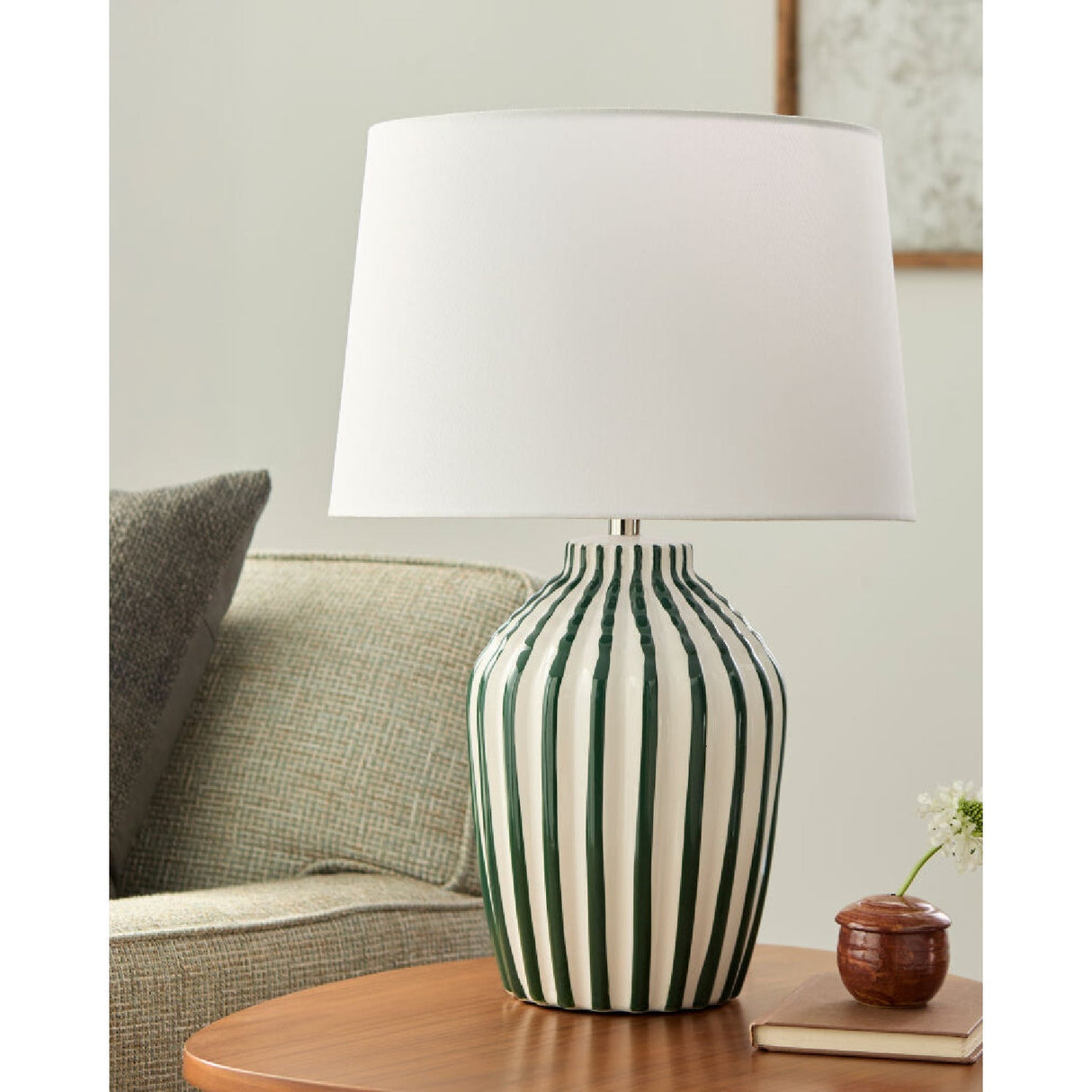 Modern European furniture - Lined Ceramic Accent Table Lamp - www.oroa.com