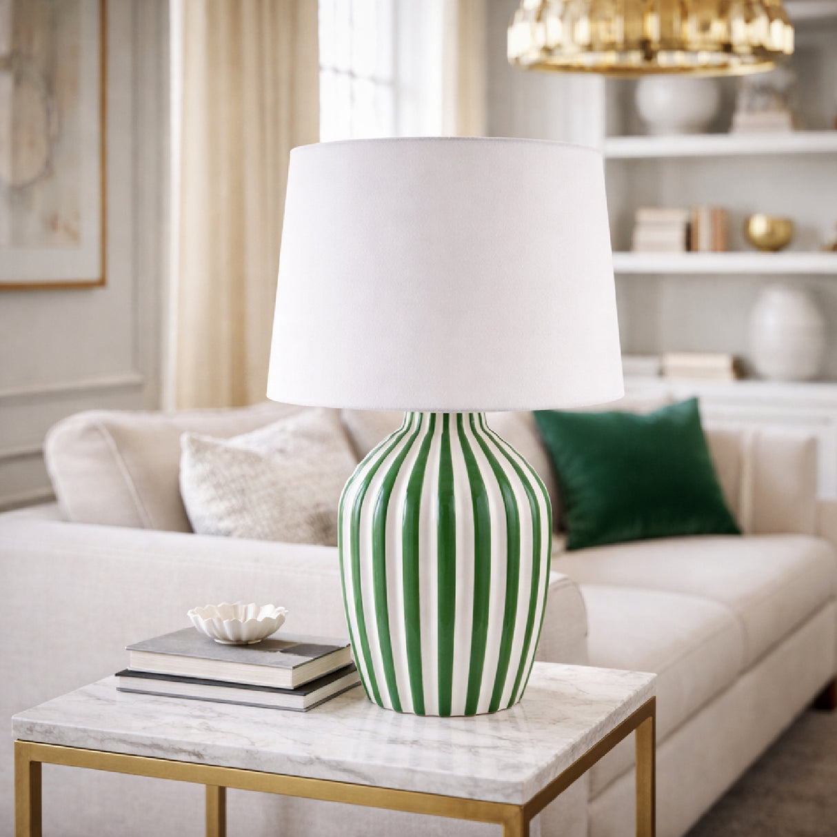 Modern European furniture - Lined Ceramic Accent Table Lamp - www.oroa.com