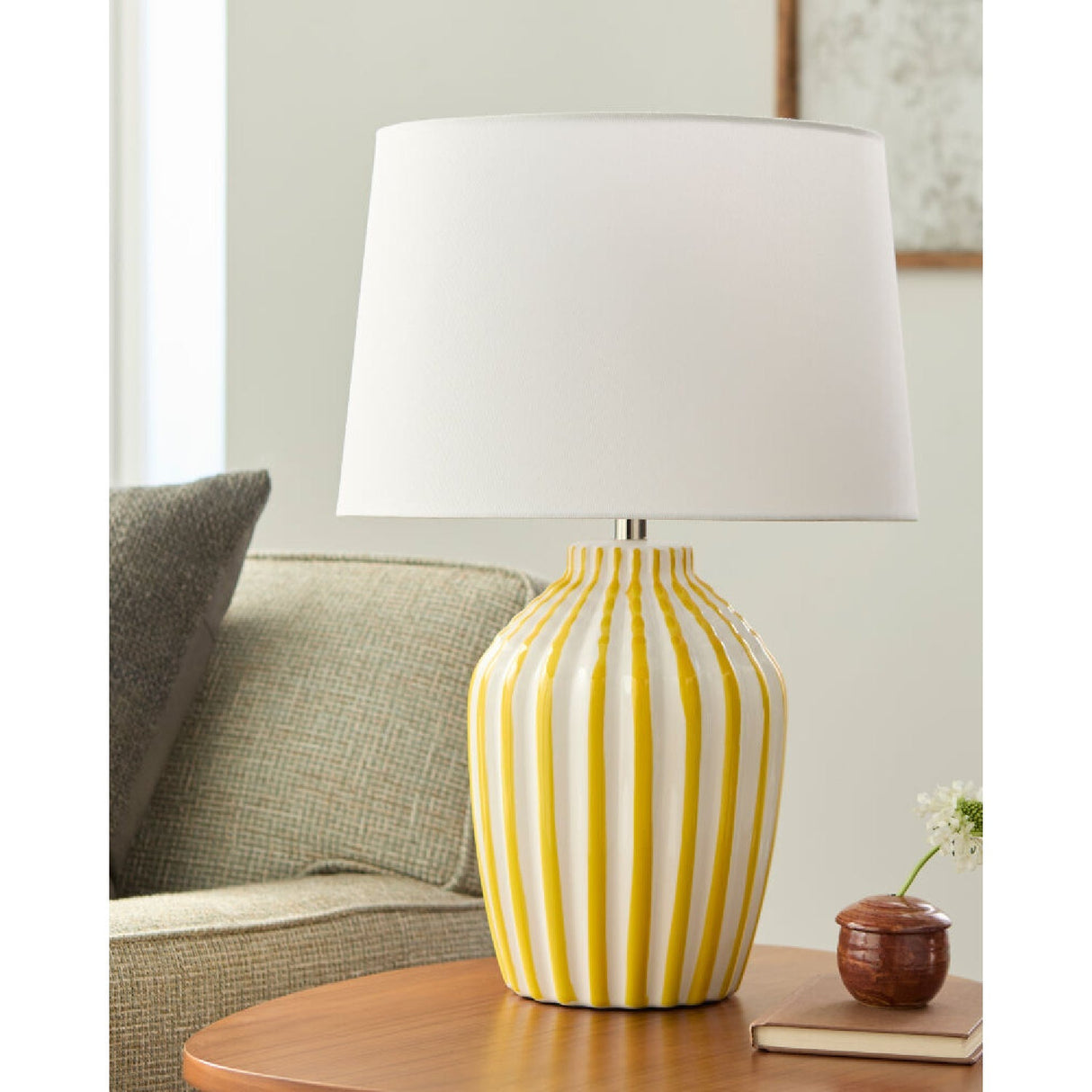 Modern European furniture - Lined Ceramic Accent Table Lamp - www.oroa.com