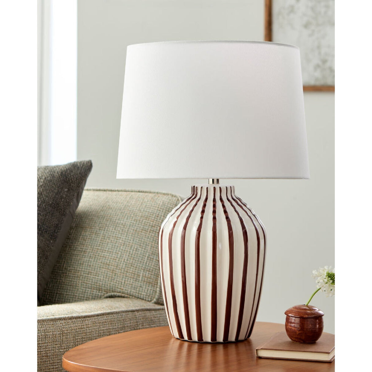 Modern European furniture - Lined Ceramic Accent Table Lamp - www.oroa.com