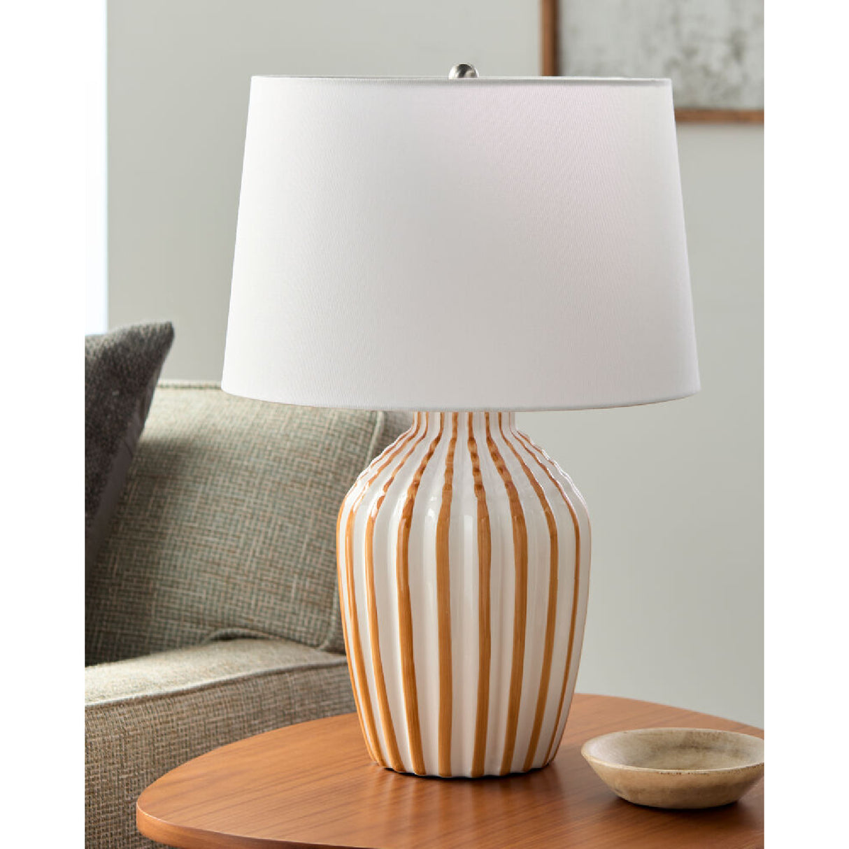 Modern European furniture - Lined Ceramic Accent Table Lamp - www.oroa.com