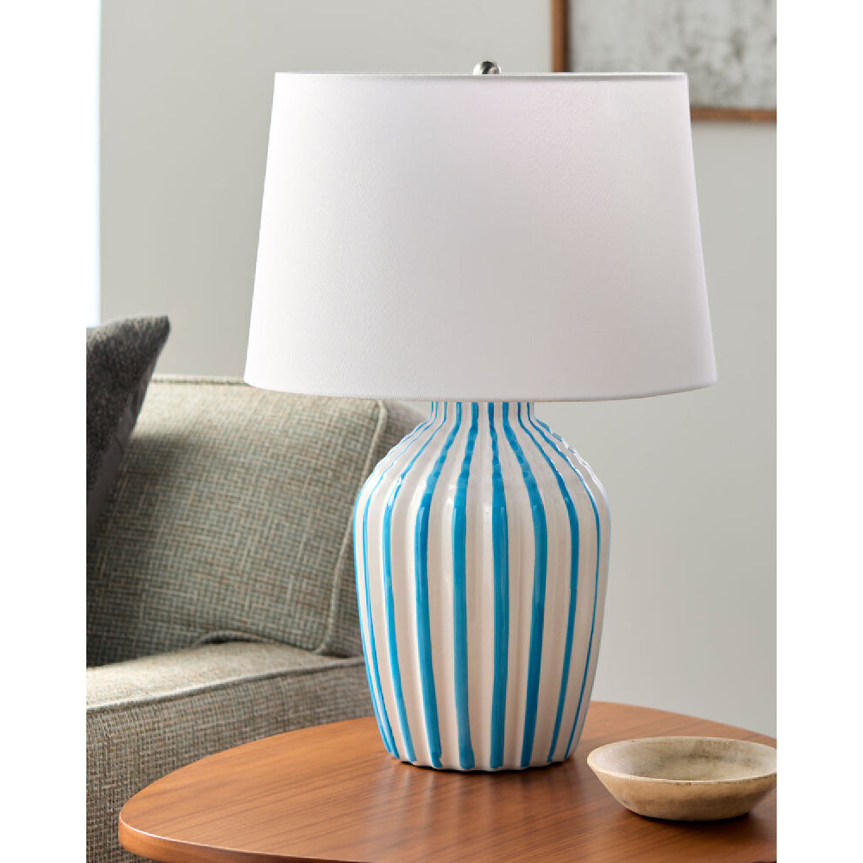 Modern European furniture - Lined Ceramic Accent Table Lamp - www.oroa.com