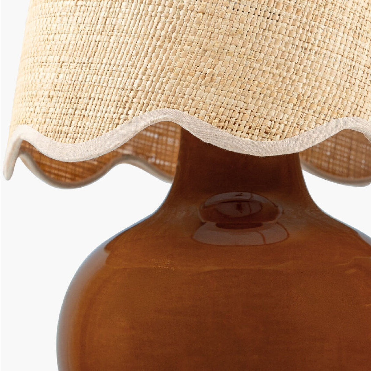 Modern European furniture - Scalloped Raffia Shade Table Lamp - www.oroa.com