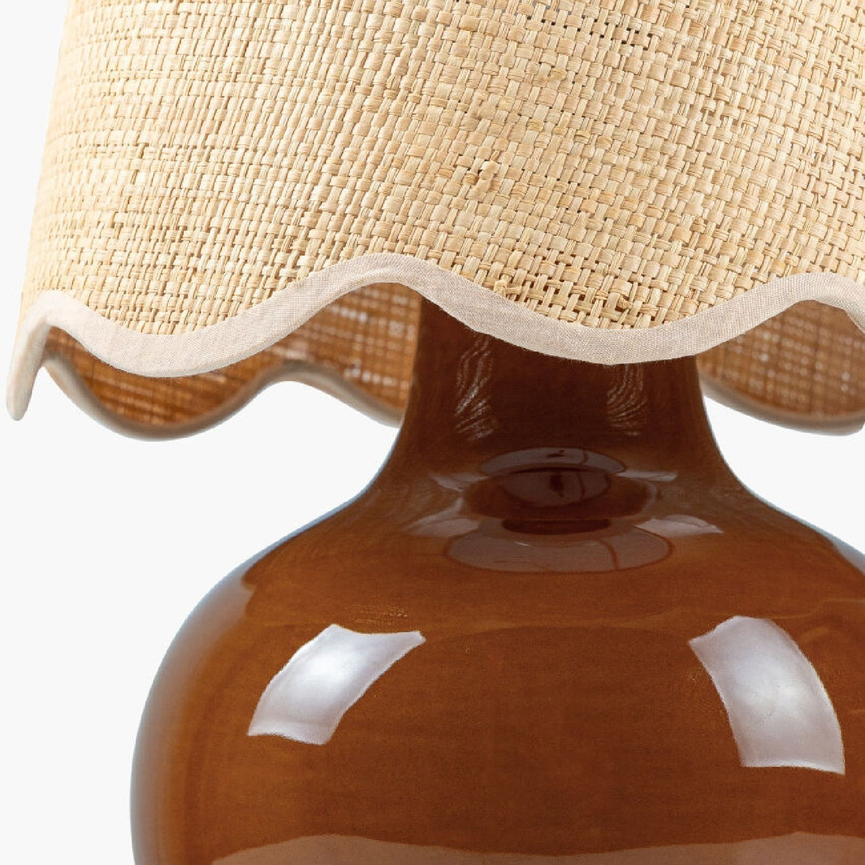 Modern European furniture - Scalloped Raffia Shade Table Lamp - www.oroa.com