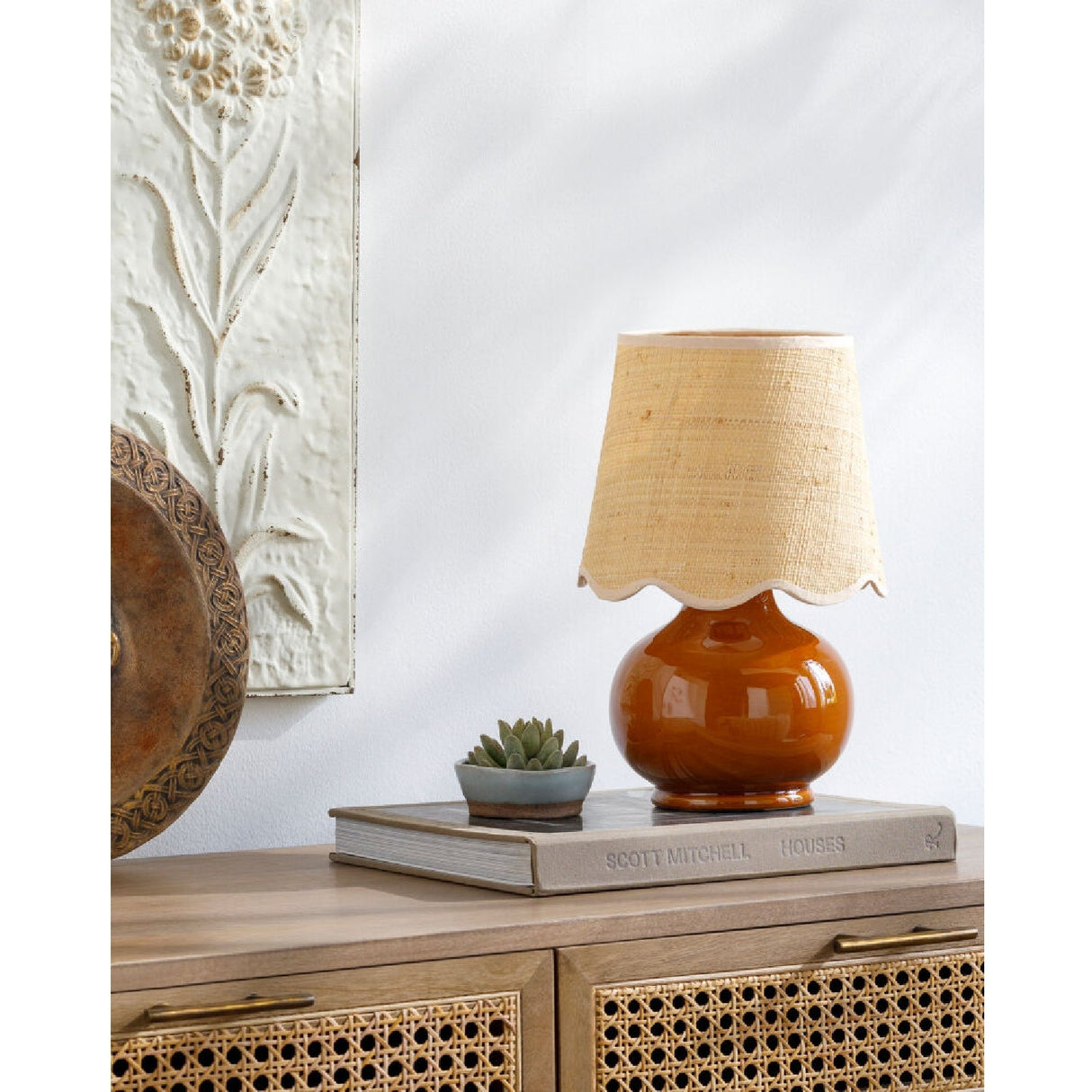 Modern European furniture - Scalloped Raffia Shade Table Lamp - www.oroa.com