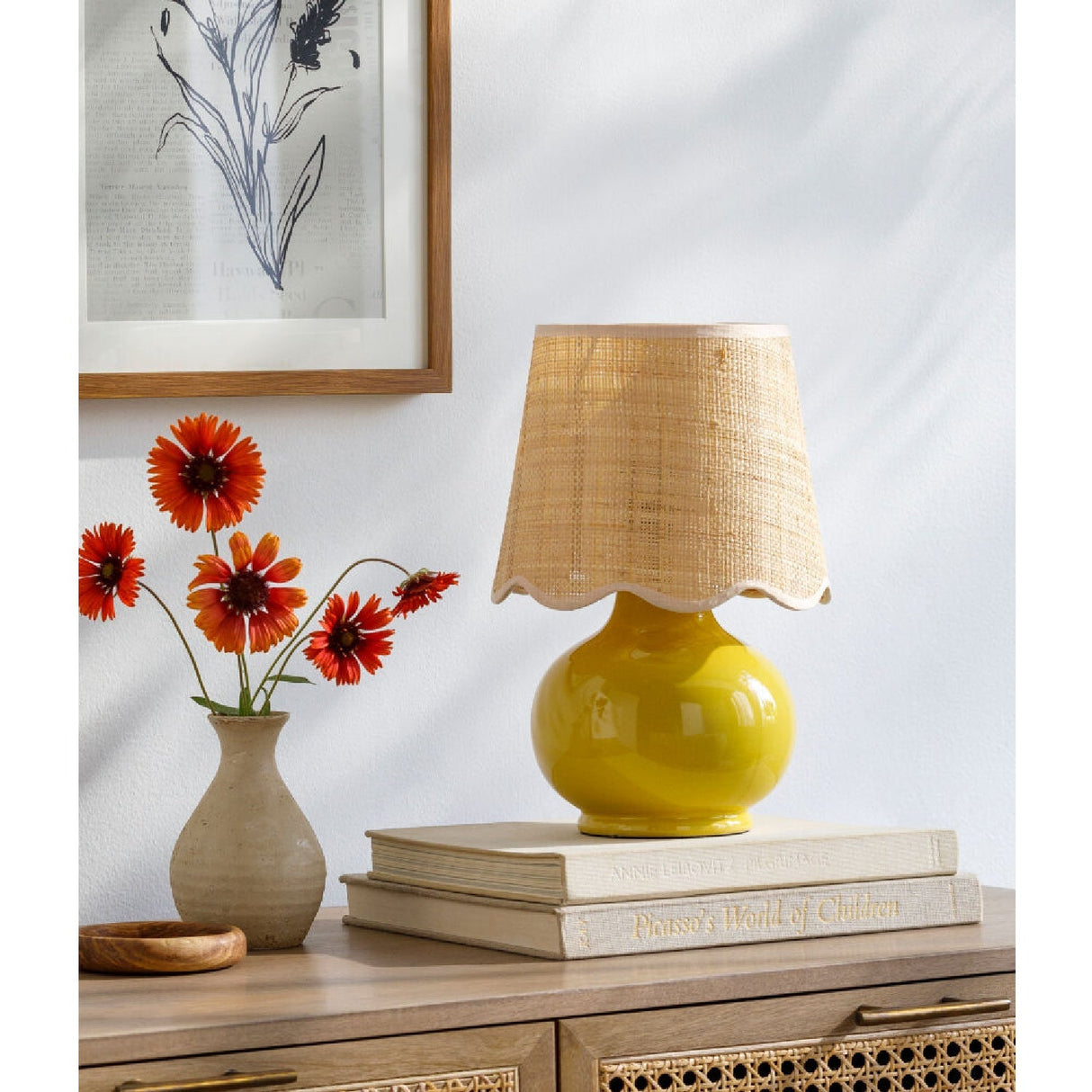 Modern European furniture - Scalloped Raffia Shade Table Lamp - www.oroa.com