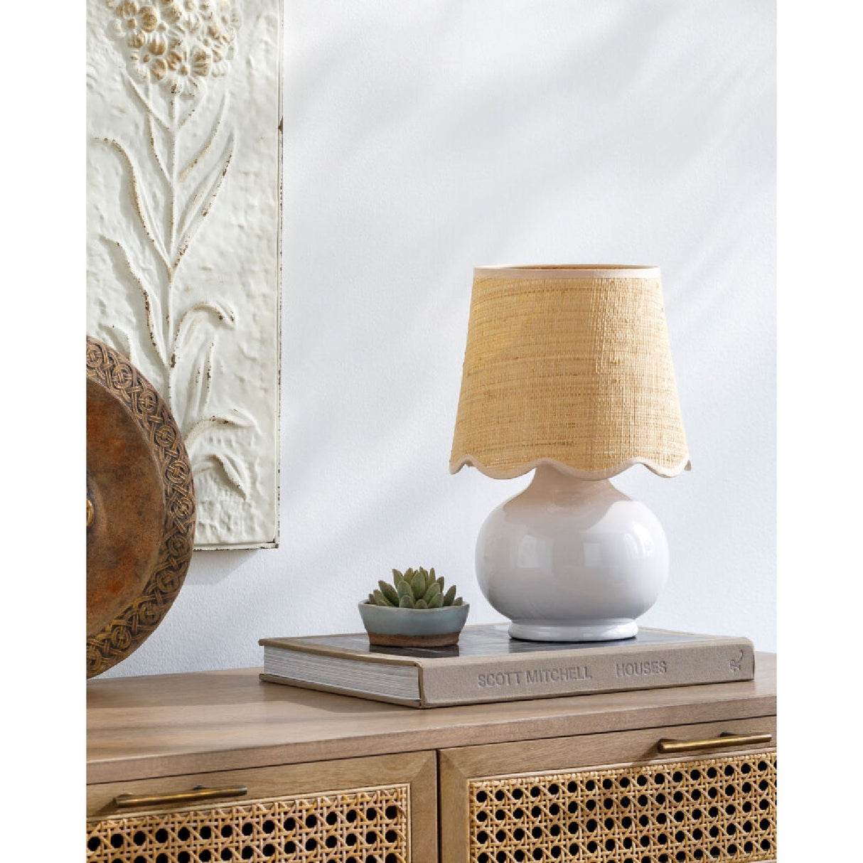 Modern European furniture - Scalloped Raffia Shade Table Lamp - www.oroa.com