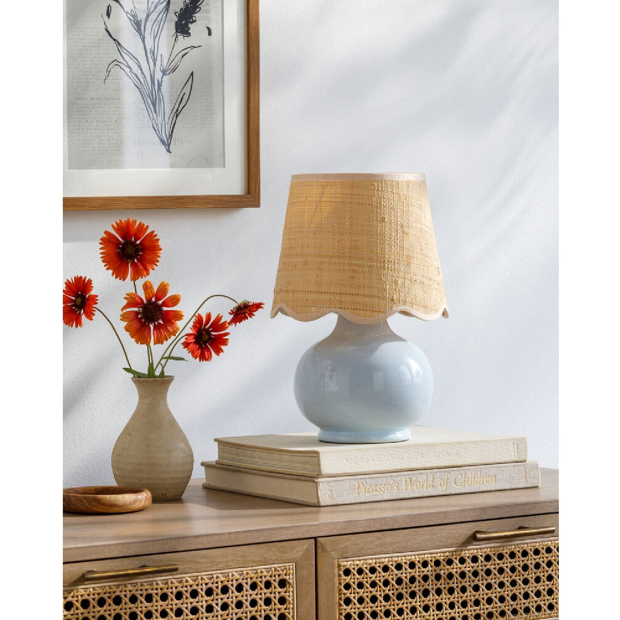 Modern European furniture - Scalloped Raffia Shade Table Lamp - www.oroa.com