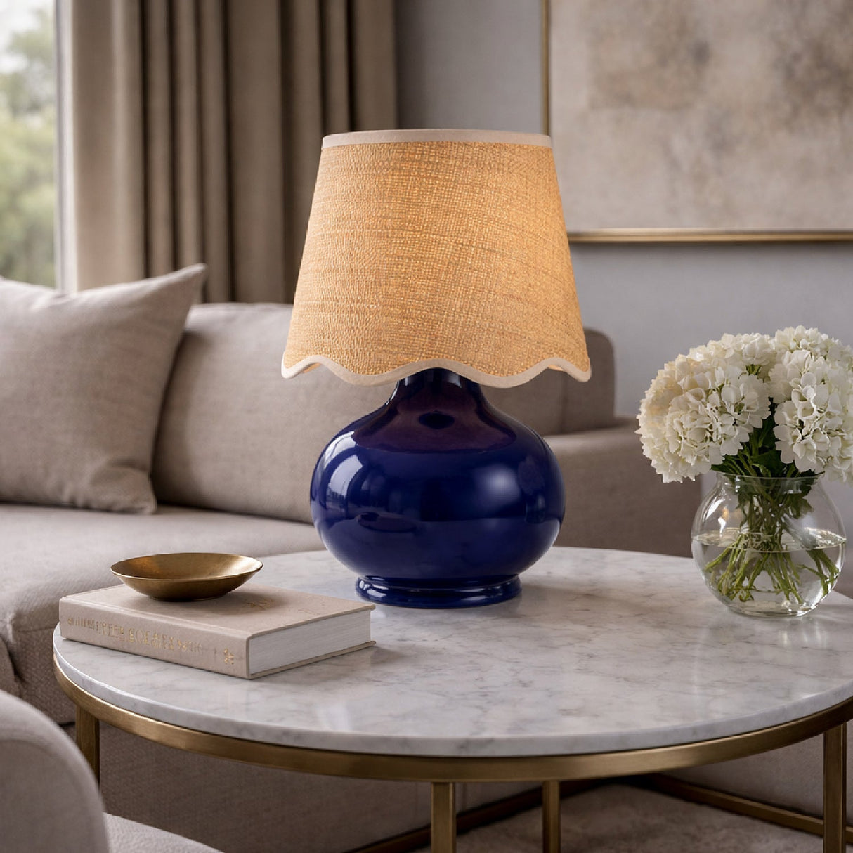 Modern European furniture - Scalloped Raffia Shade Table Lamp - www.oroa.com