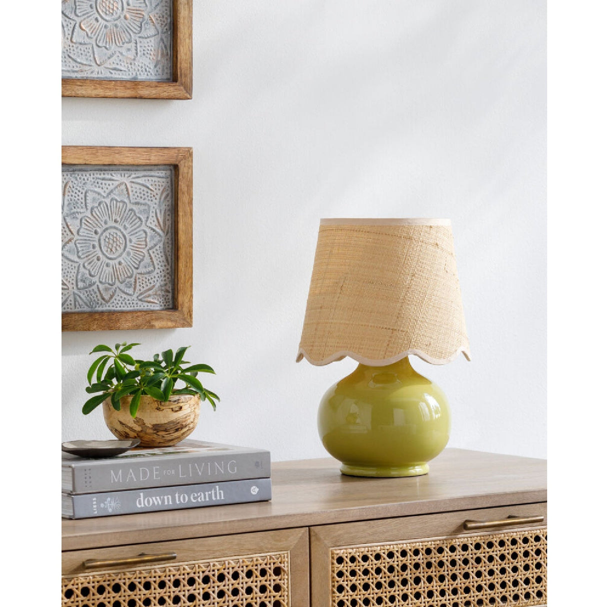Modern European furniture - Scalloped Raffia Shade Table Lamp - www.oroa.com