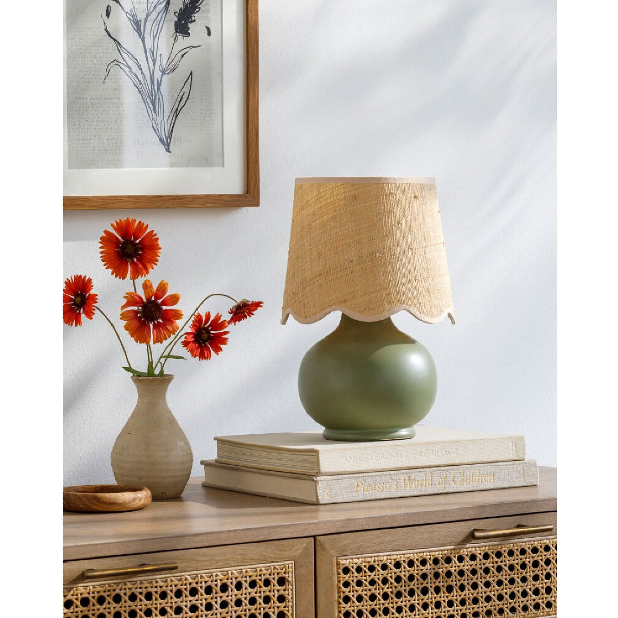 Modern European furniture - Scalloped Raffia Shade Table Lamp - www.oroa.com