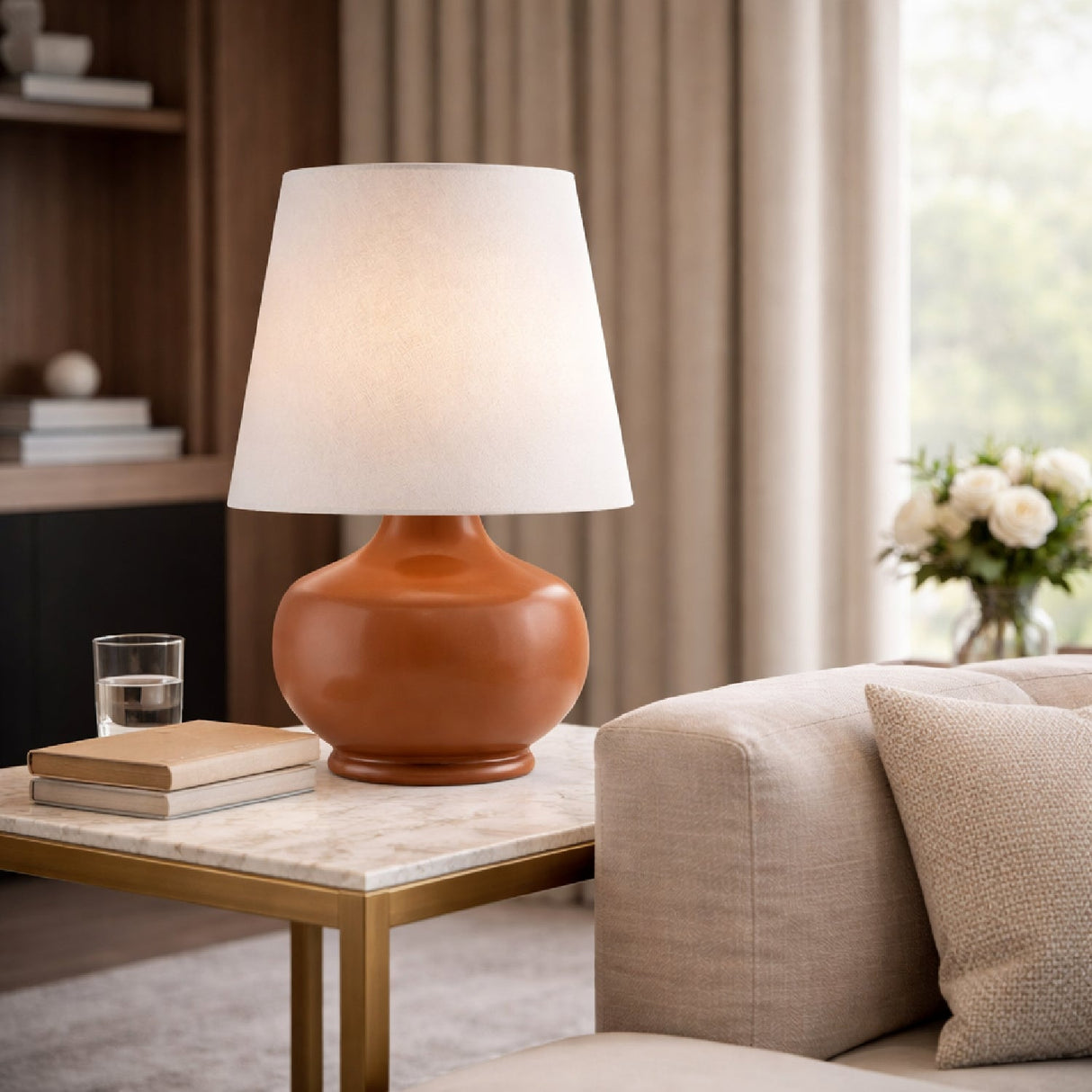Modern European furniture - Raffia Shade Ceramic Table Lamp - www.oroa.com