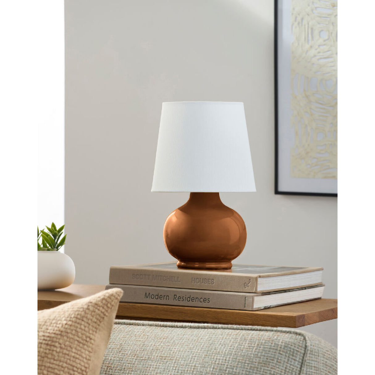 Modern European furniture - Raffia Shade Ceramic Table Lamp - www.oroa.com