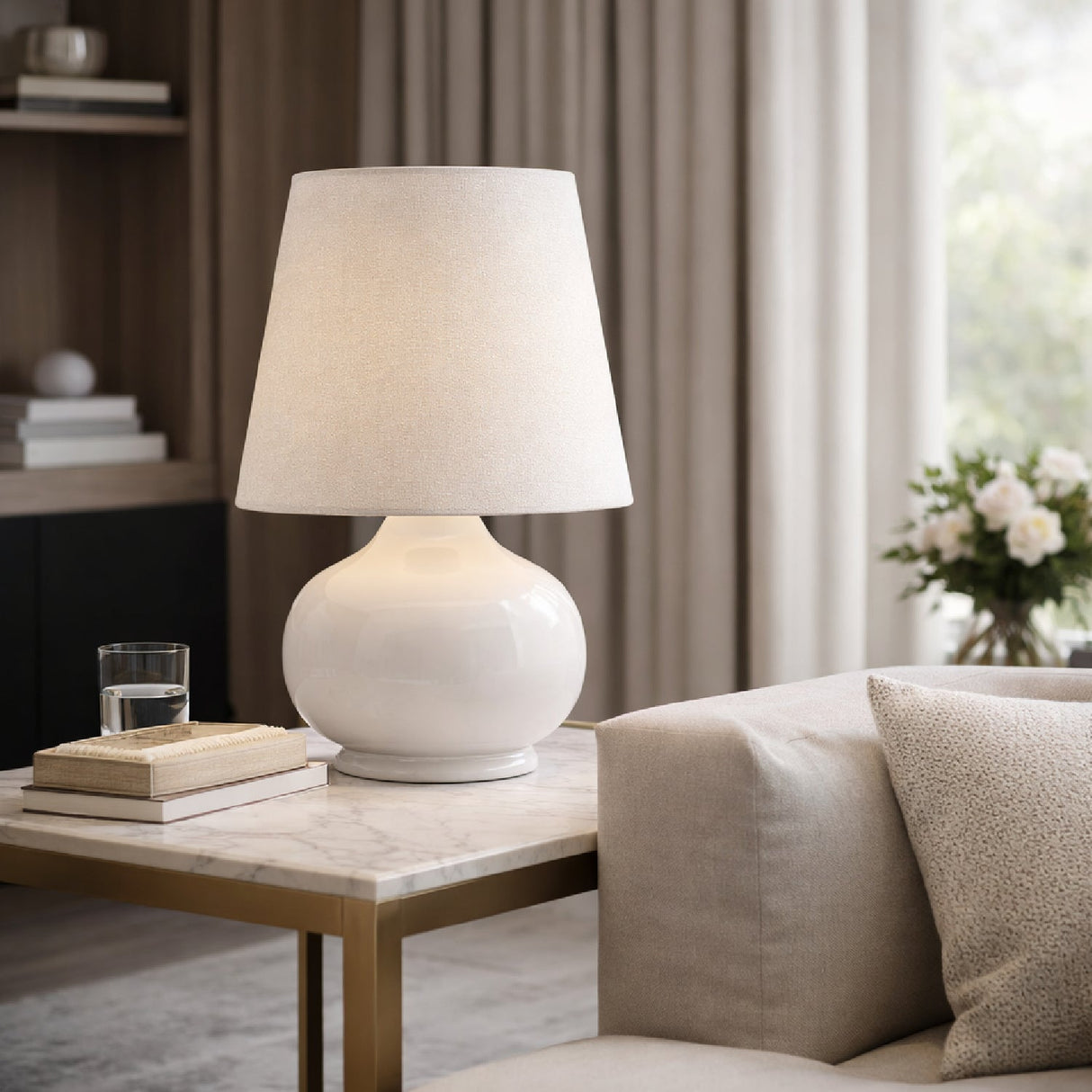 Modern European furniture - Raffia Shade Ceramic Table Lamp - www.oroa.com