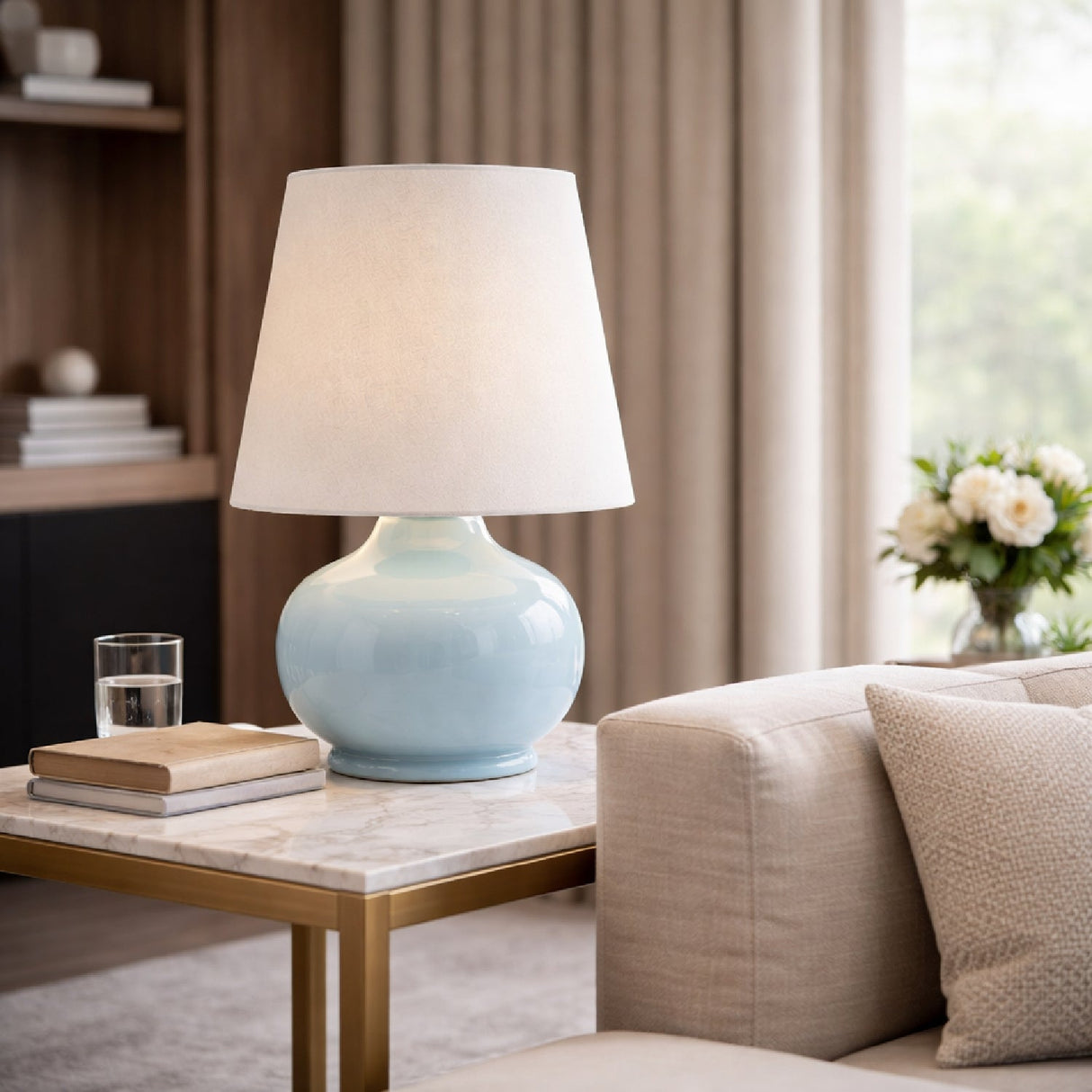 Modern European furniture - Raffia Shade Ceramic Table Lamp - www.oroa.com