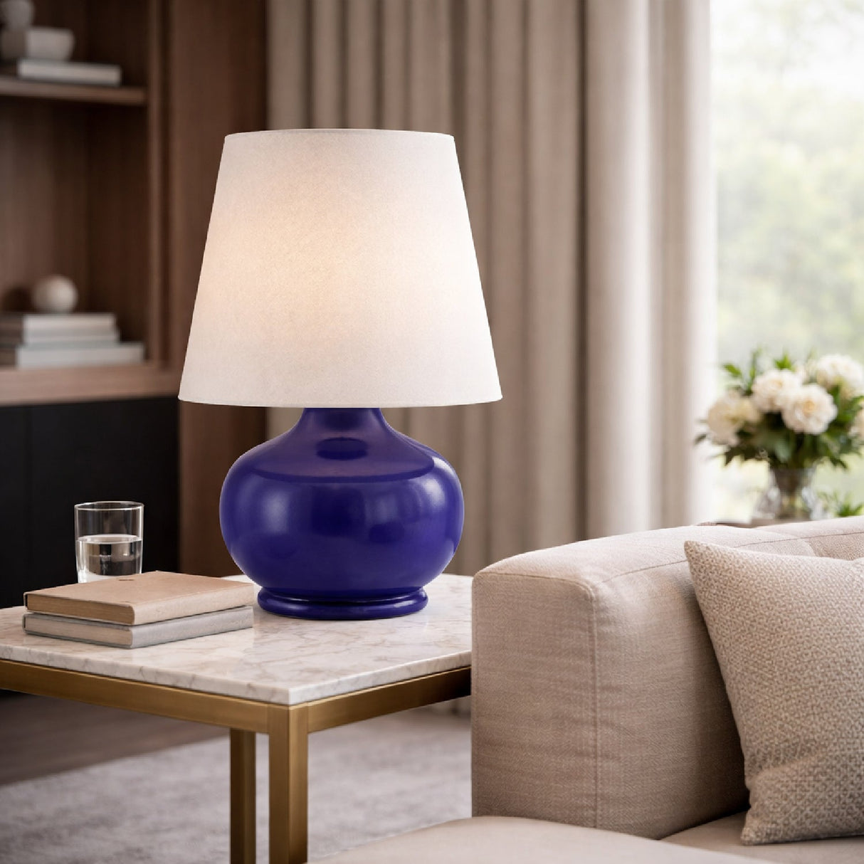Modern European furniture - Raffia Shade Ceramic Table Lamp - www.oroa.com