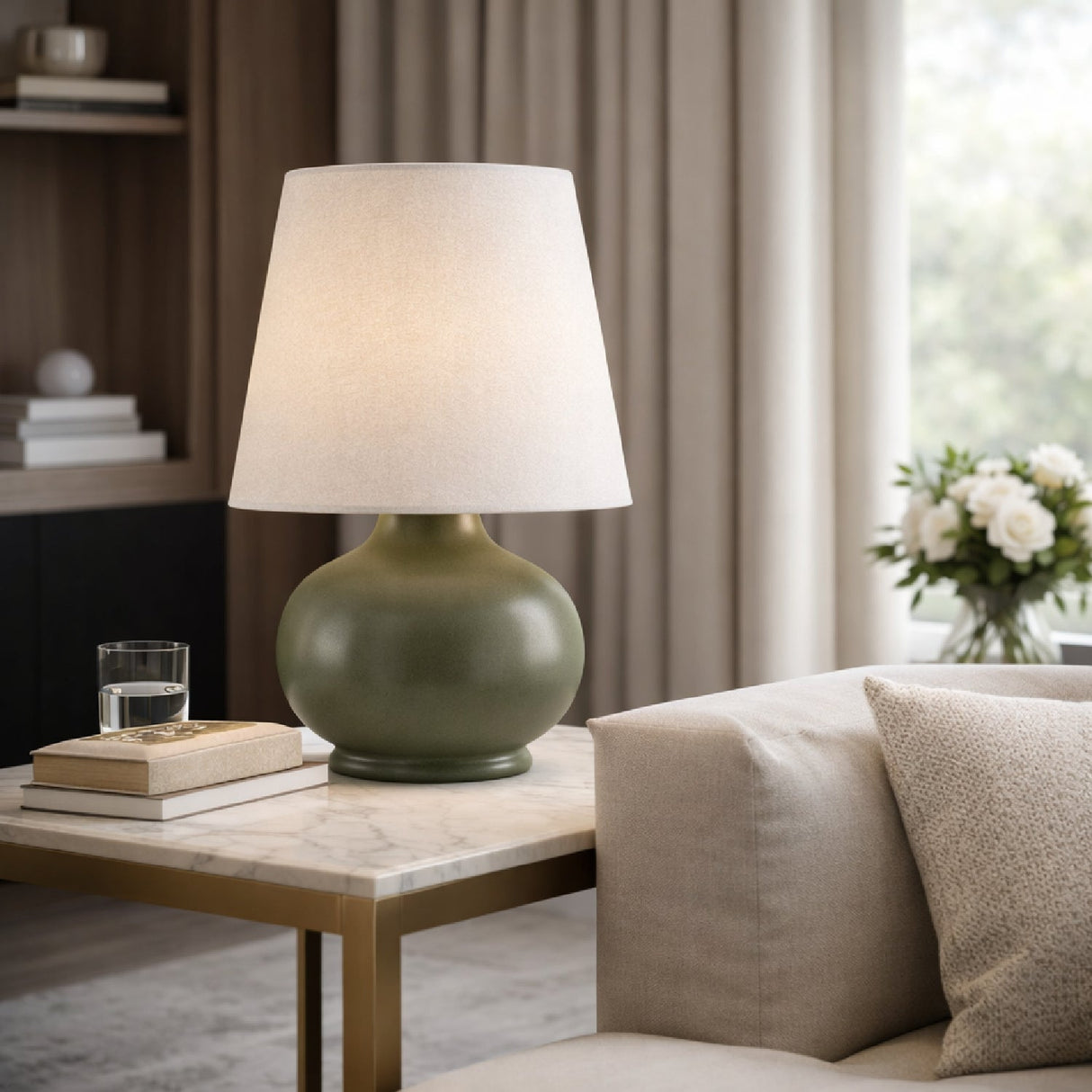 Modern European furniture - Raffia Shade Ceramic Table Lamp - www.oroa.com