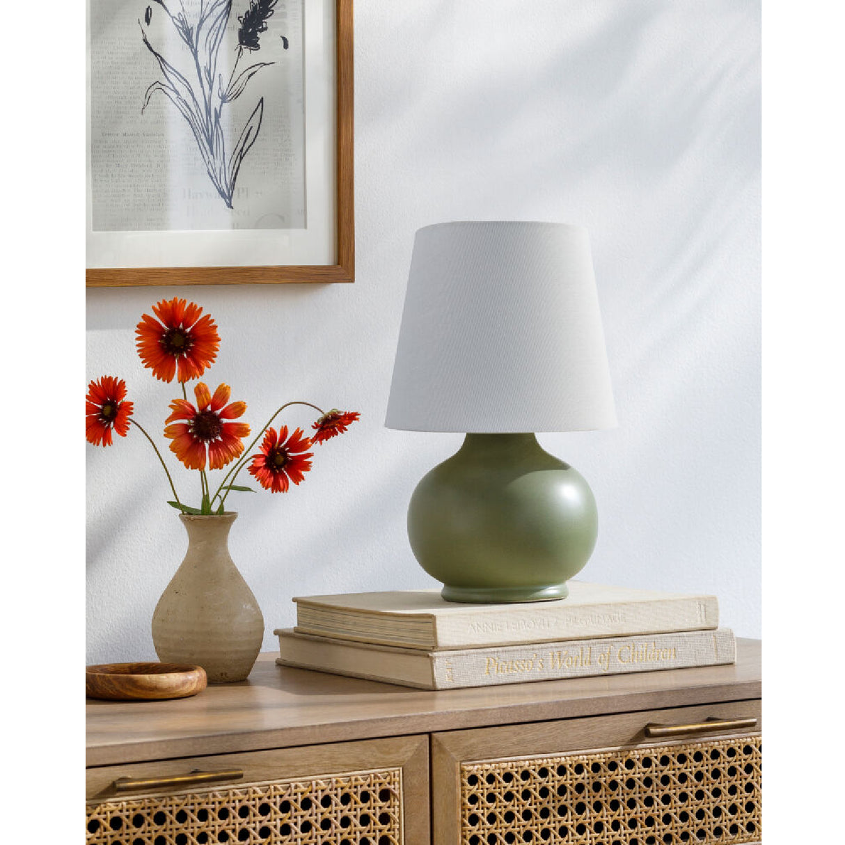 Modern European furniture - Raffia Shade Ceramic Table Lamp - www.oroa.com