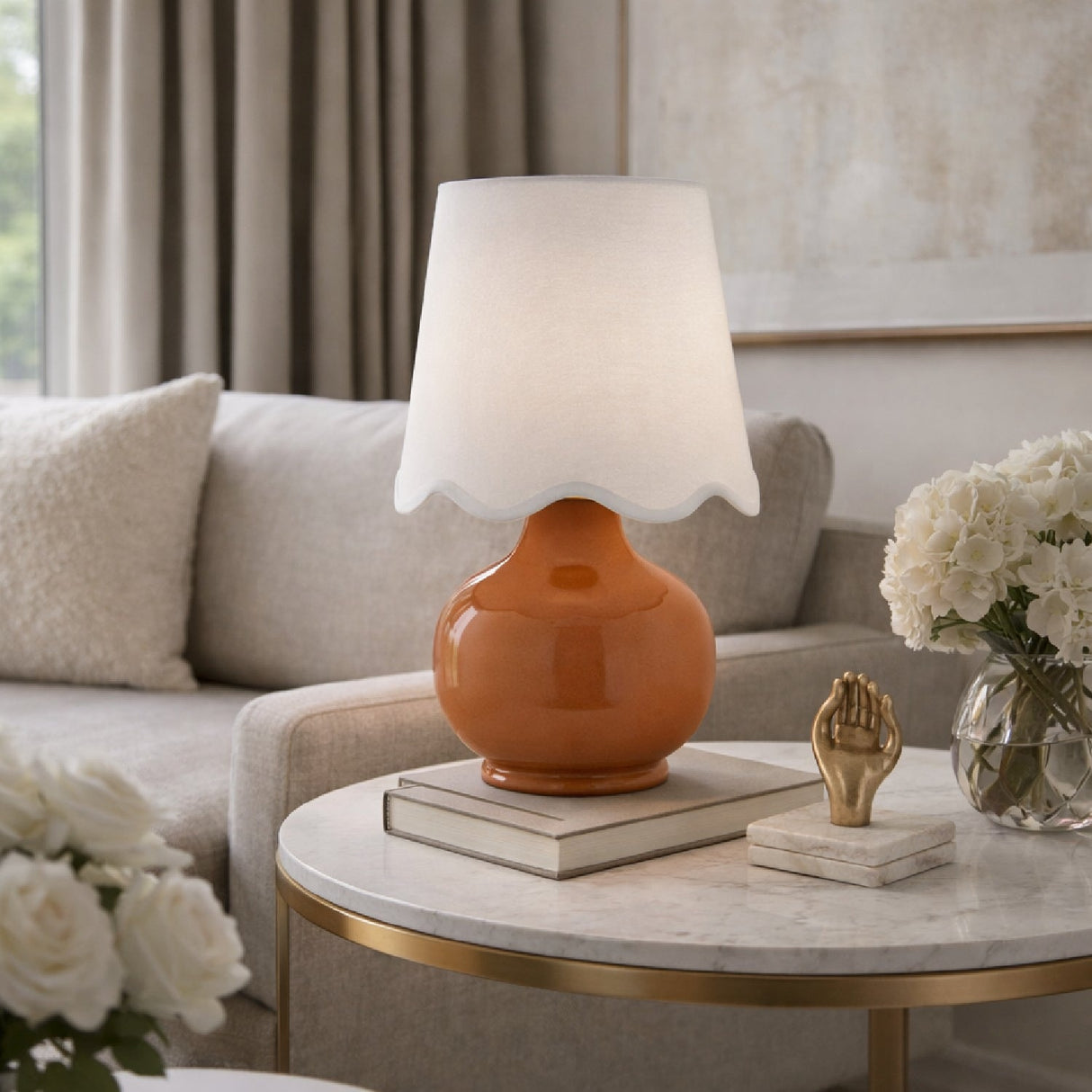 Modern European furniture - Scalloped Raffia Shade Table Lamp - www.oroa.com