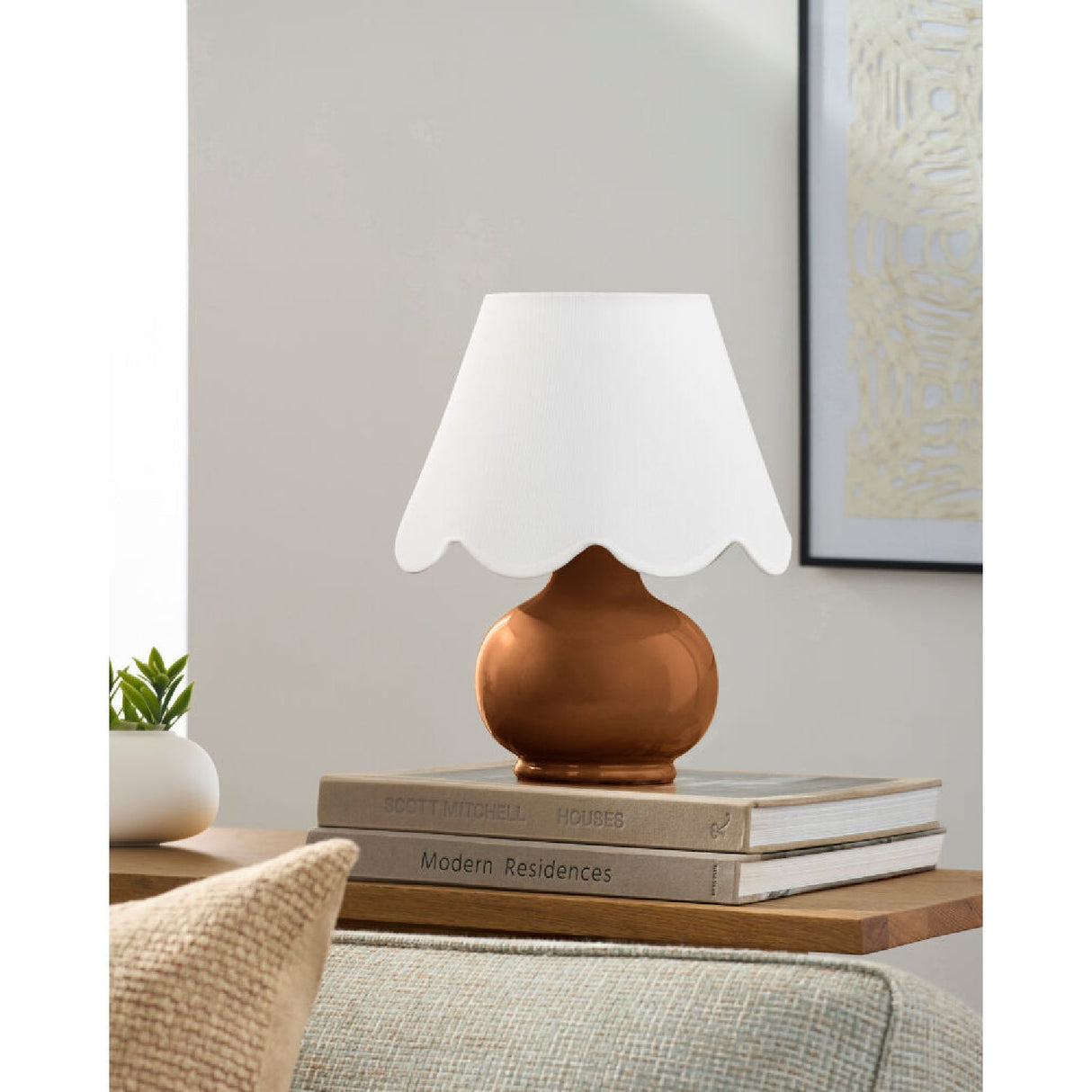 Modern European furniture - Scalloped Raffia Shade Table Lamp - www.oroa.com