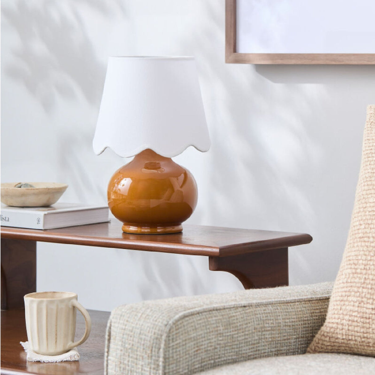 Modern European furniture - Scalloped Raffia Shade Table Lamp - www.oroa.com
