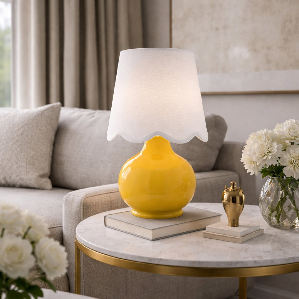Modern European furniture - Scalloped Raffia Shade Table Lamp - www.oroa.com