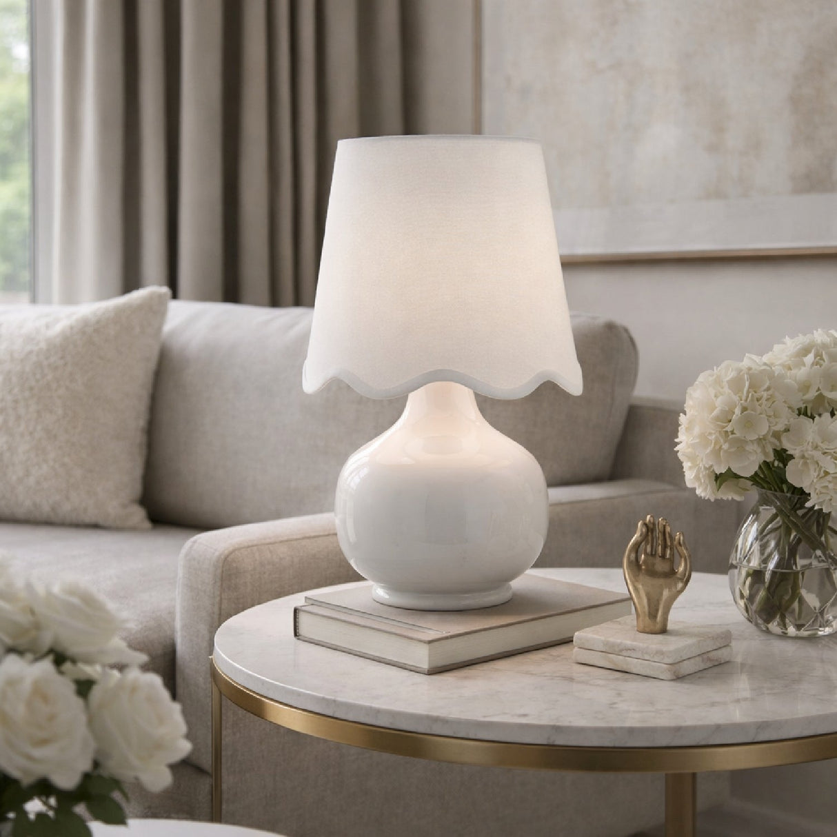 Modern European furniture - Scalloped Raffia Shade Table Lamp - www.oroa.com