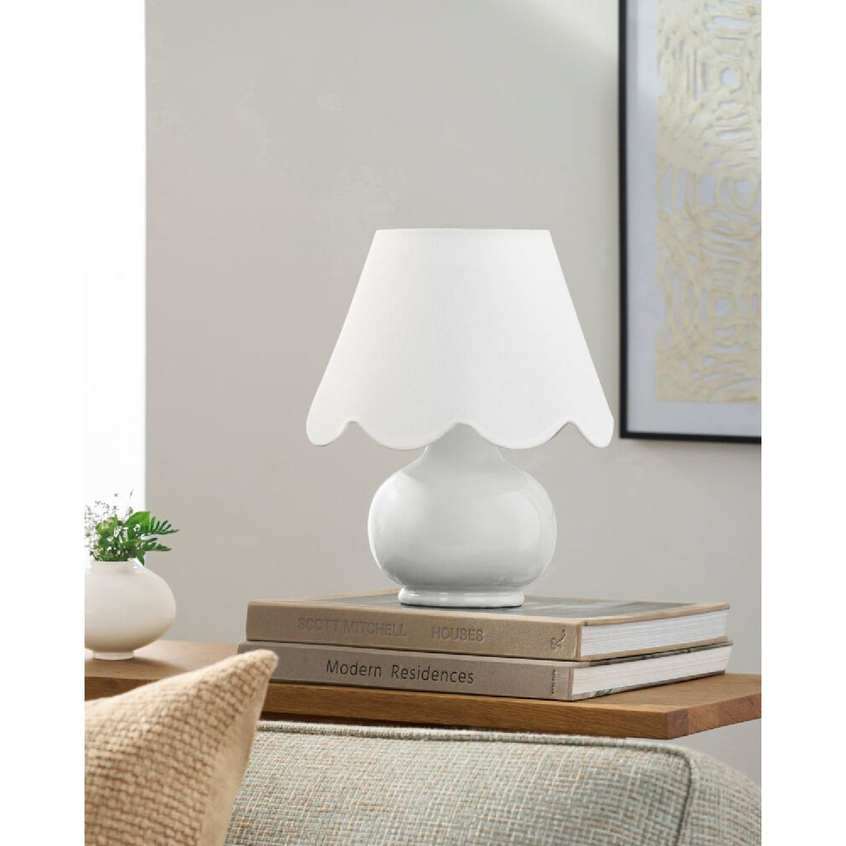 Modern European furniture - Scalloped Raffia Shade Table Lamp - www.oroa.com