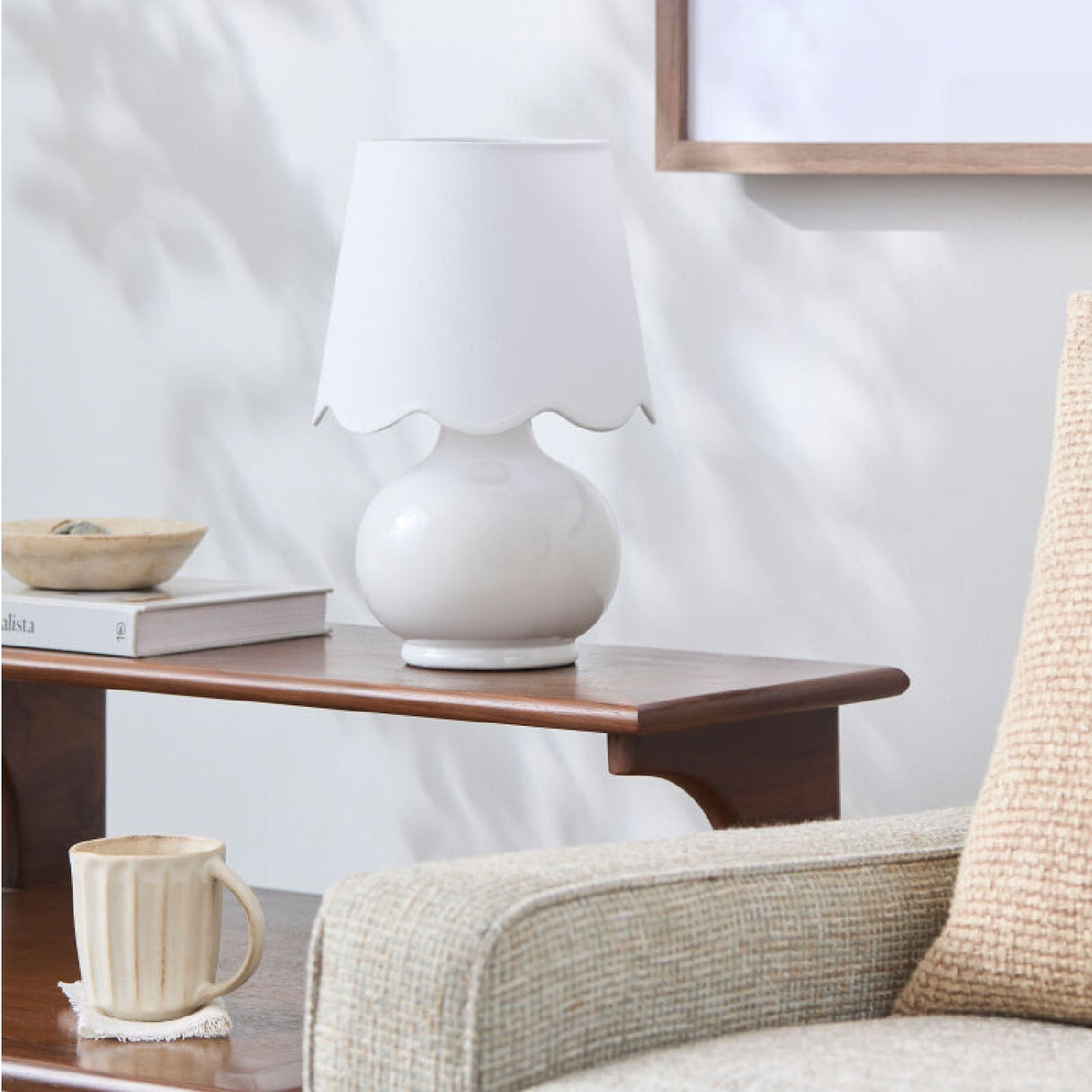 Modern European furniture - Scalloped Raffia Shade Table Lamp - www.oroa.com