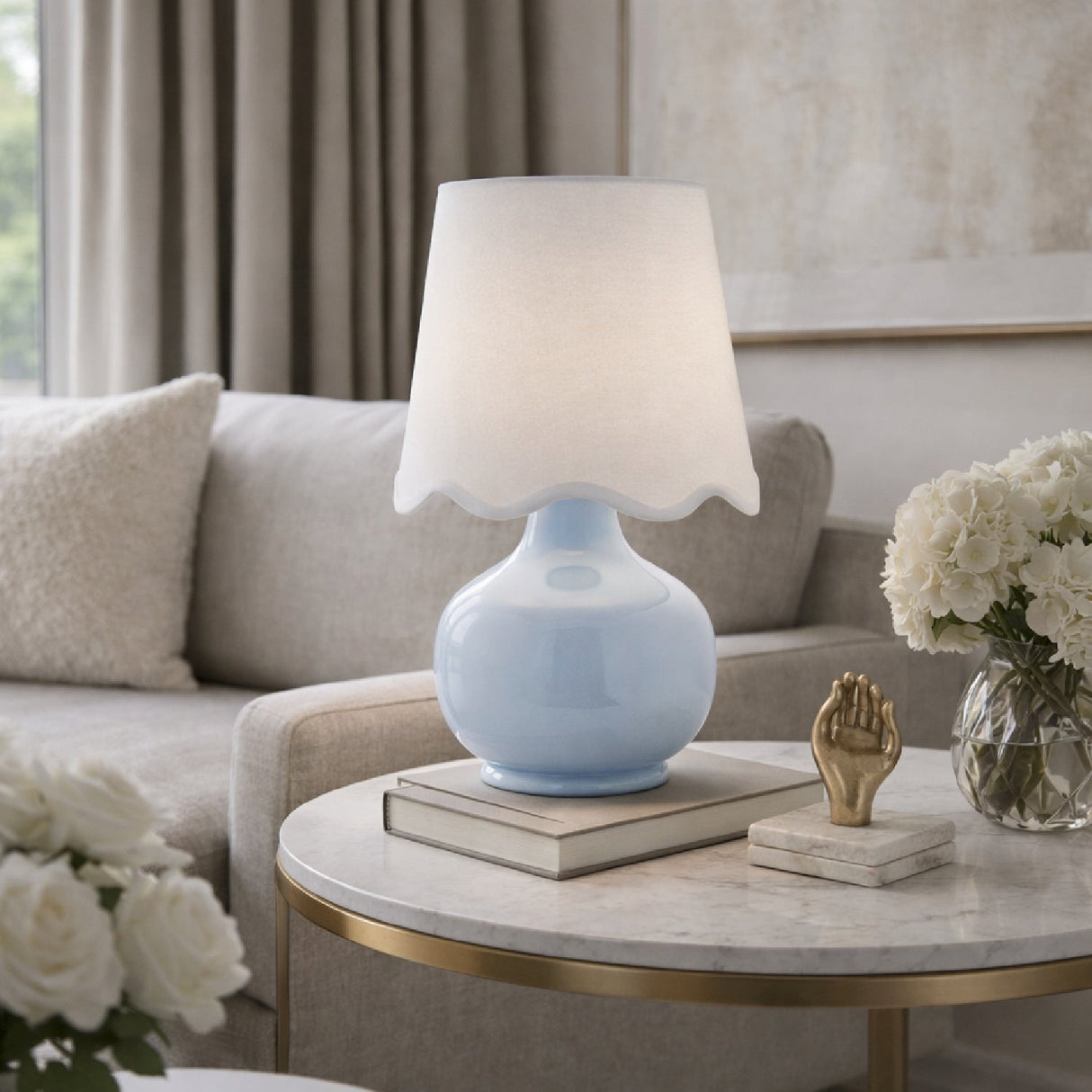 Modern European furniture - Scalloped Raffia Shade Table Lamp - www.oroa.com