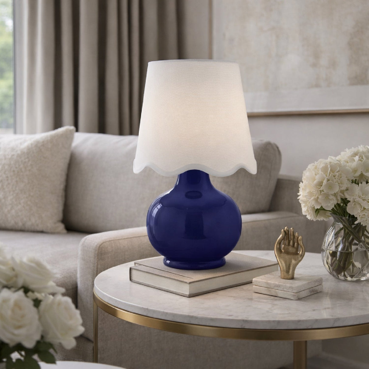 Modern European furniture - Scalloped Raffia Shade Table Lamp - www.oroa.com