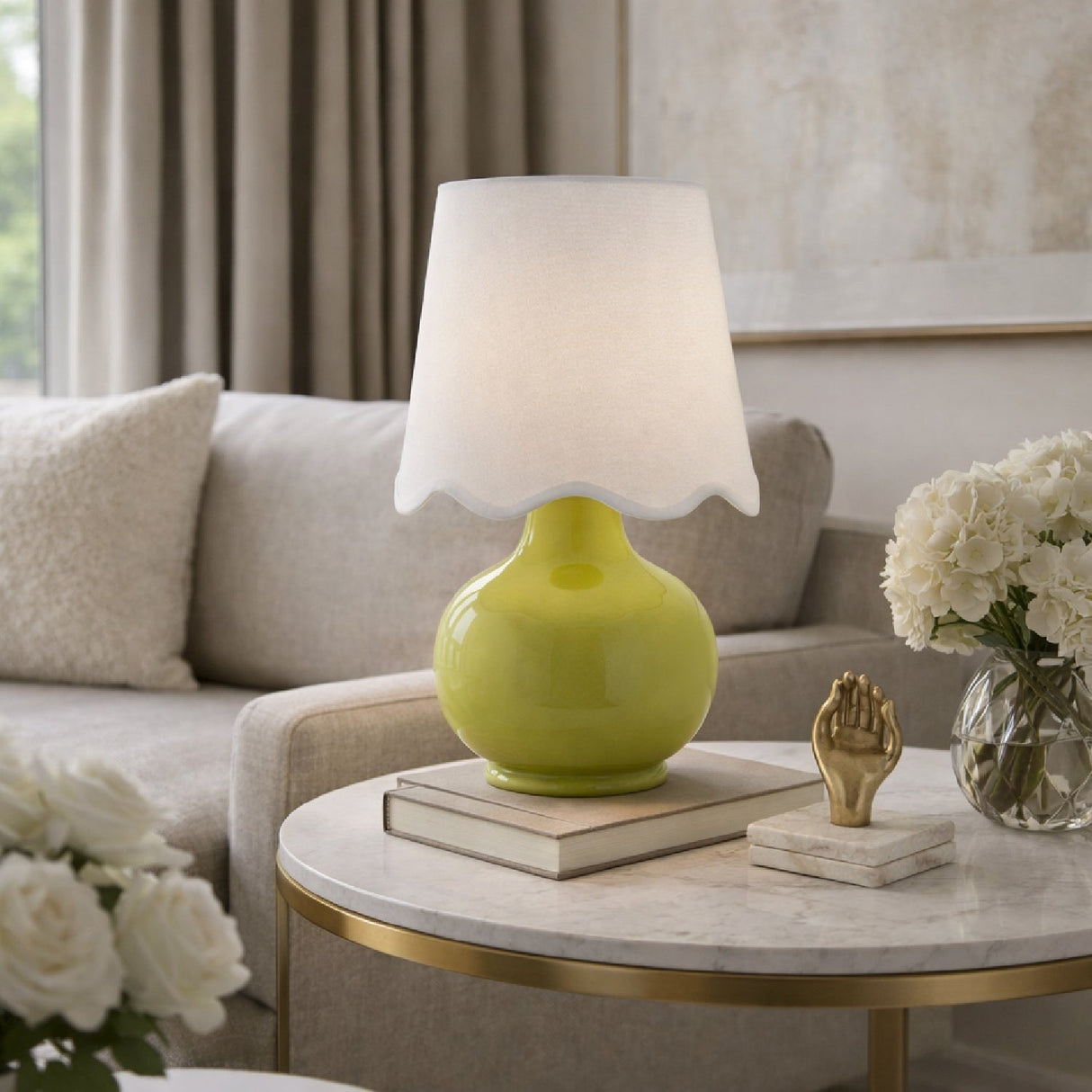 Modern European furniture - Scalloped Raffia Shade Table Lamp - www.oroa.com